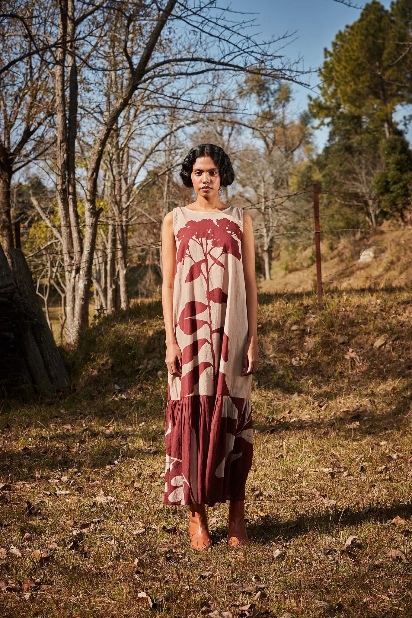 Cedar floral dress with overlay - Khara Kapas