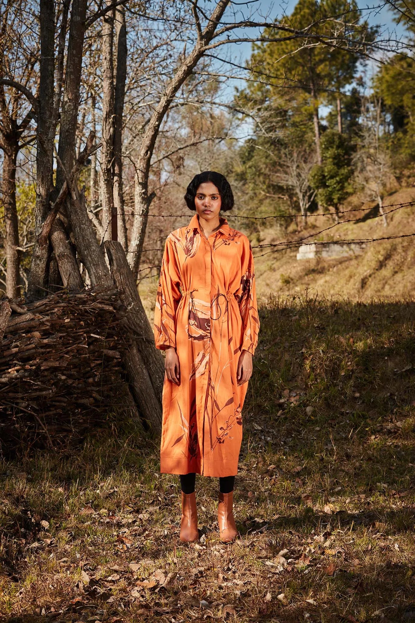 Saffron parkha dress - Khara Kapas