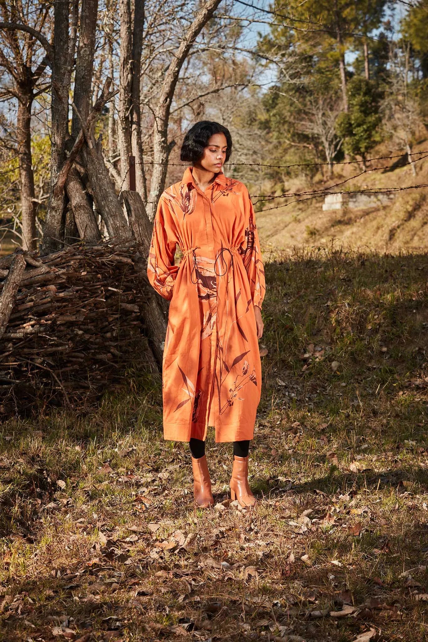 Saffron parkha dress - Khara Kapas