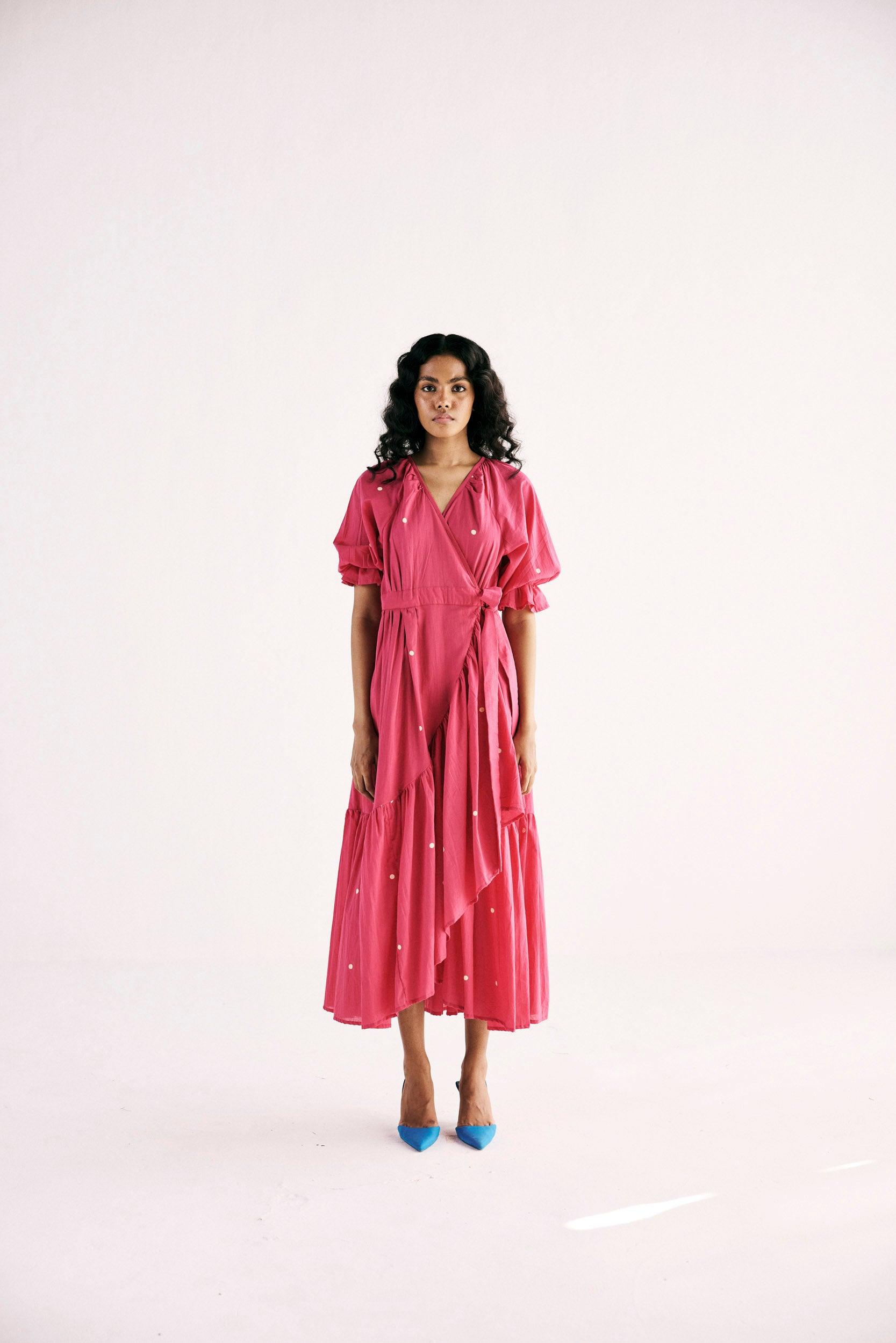 Pink Polka Wrap - Khara Kapas