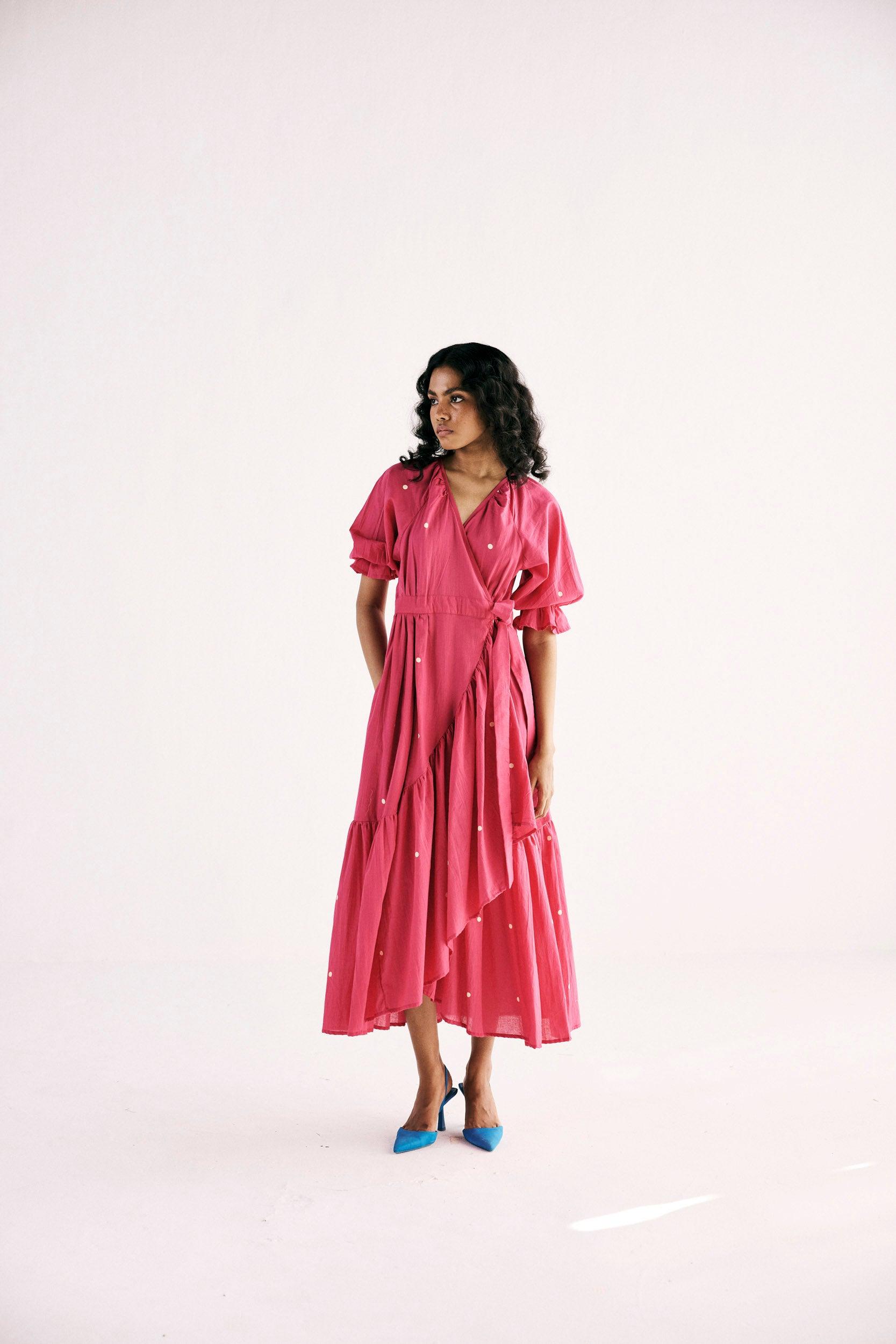 Pink Polka Wrap - Khara Kapas