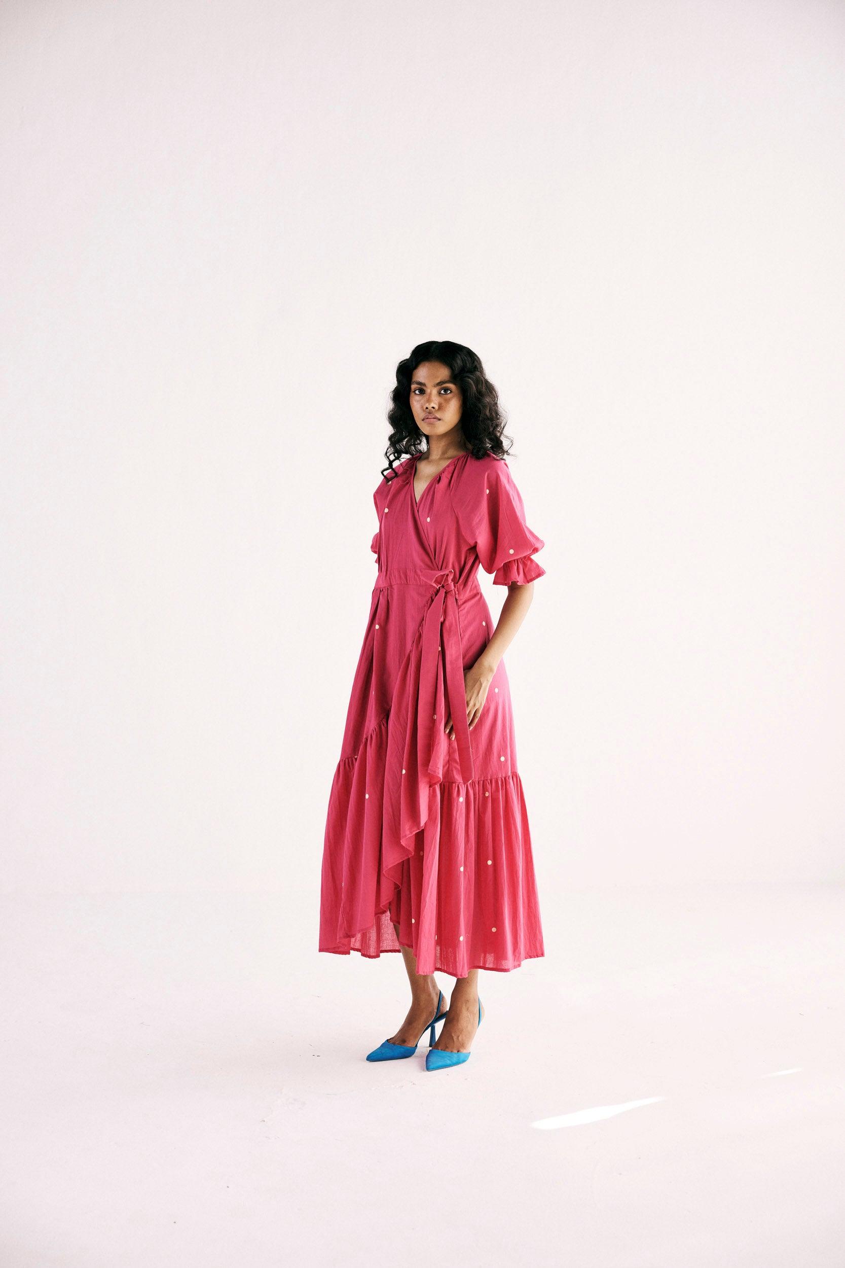 Pink Polka Wrap - Khara Kapas