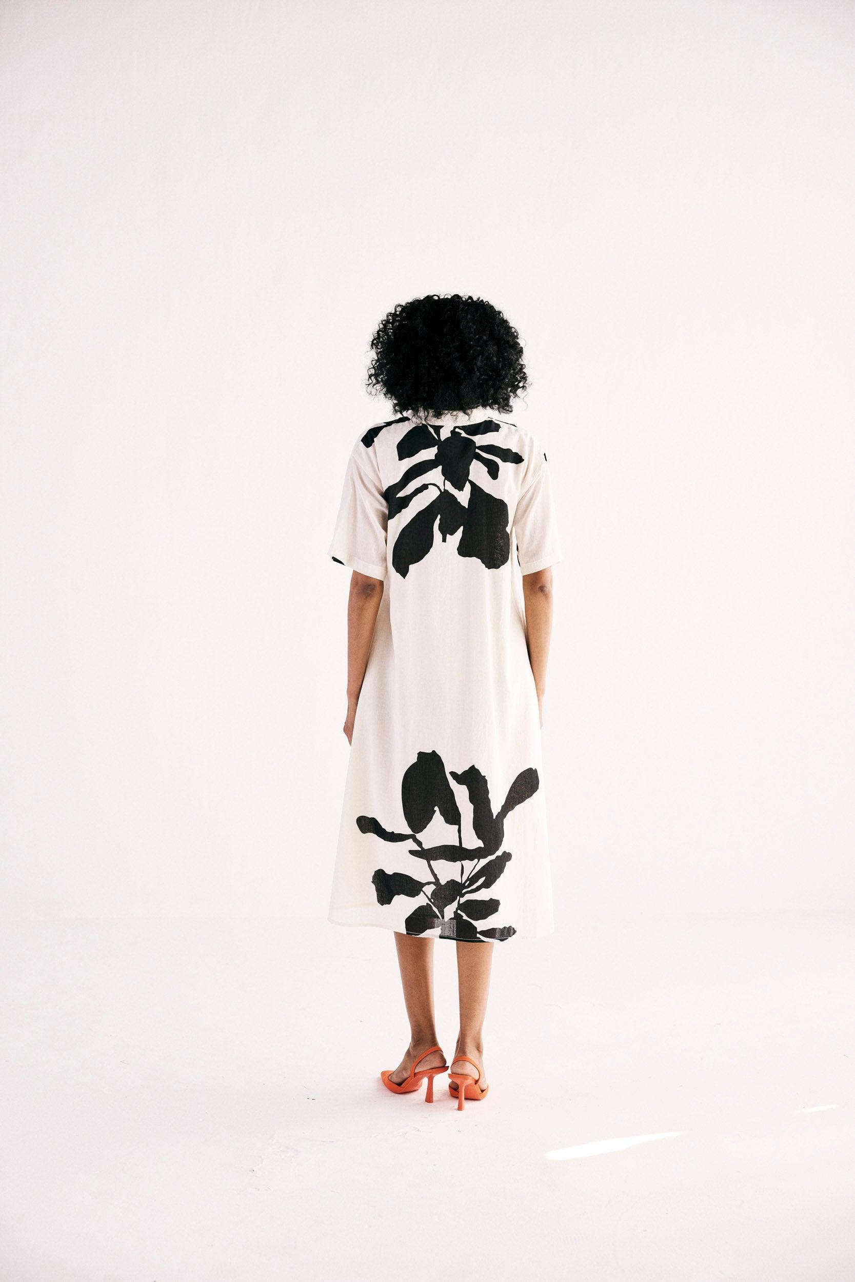 Moonlit Flora Shirt Dress - Khara Kapas