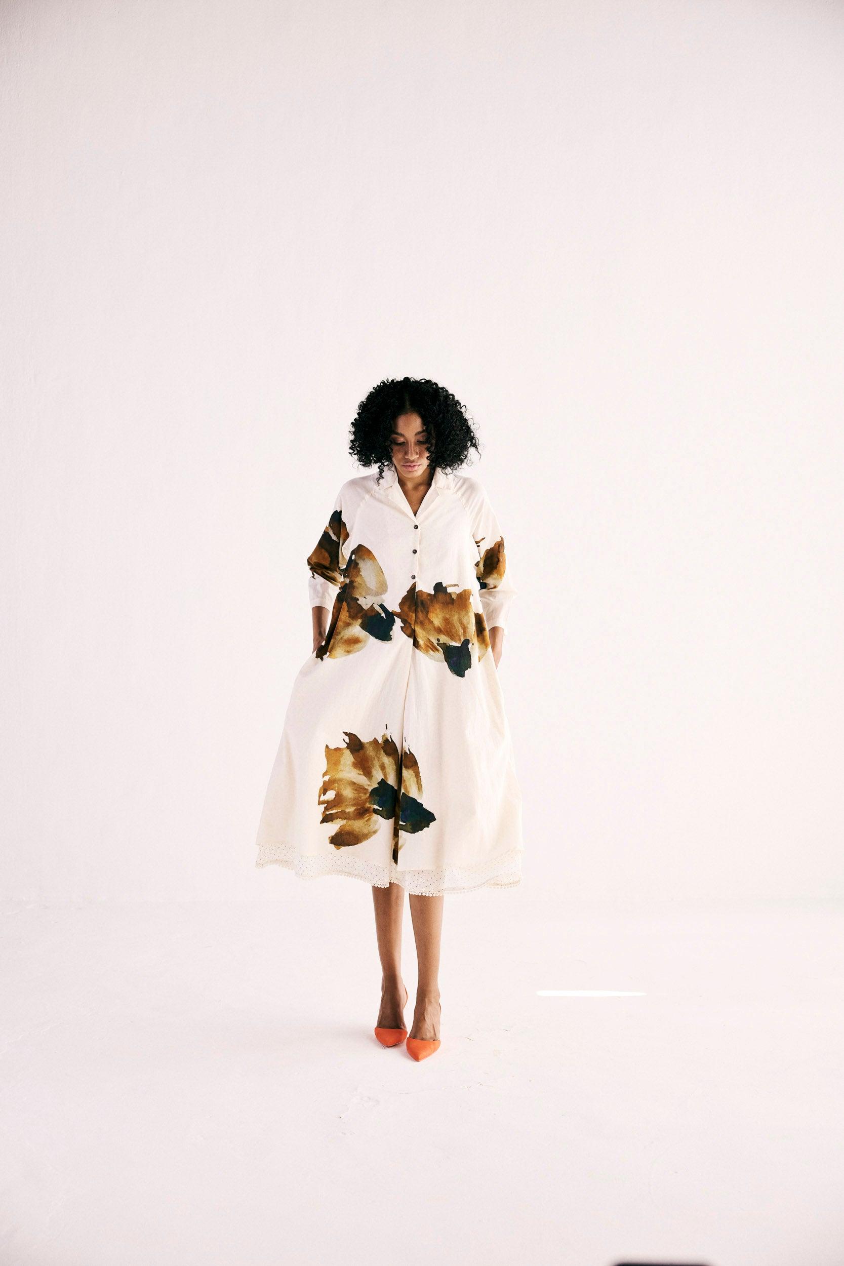 Wild Carnations Shirt Dress - Khara Kapas