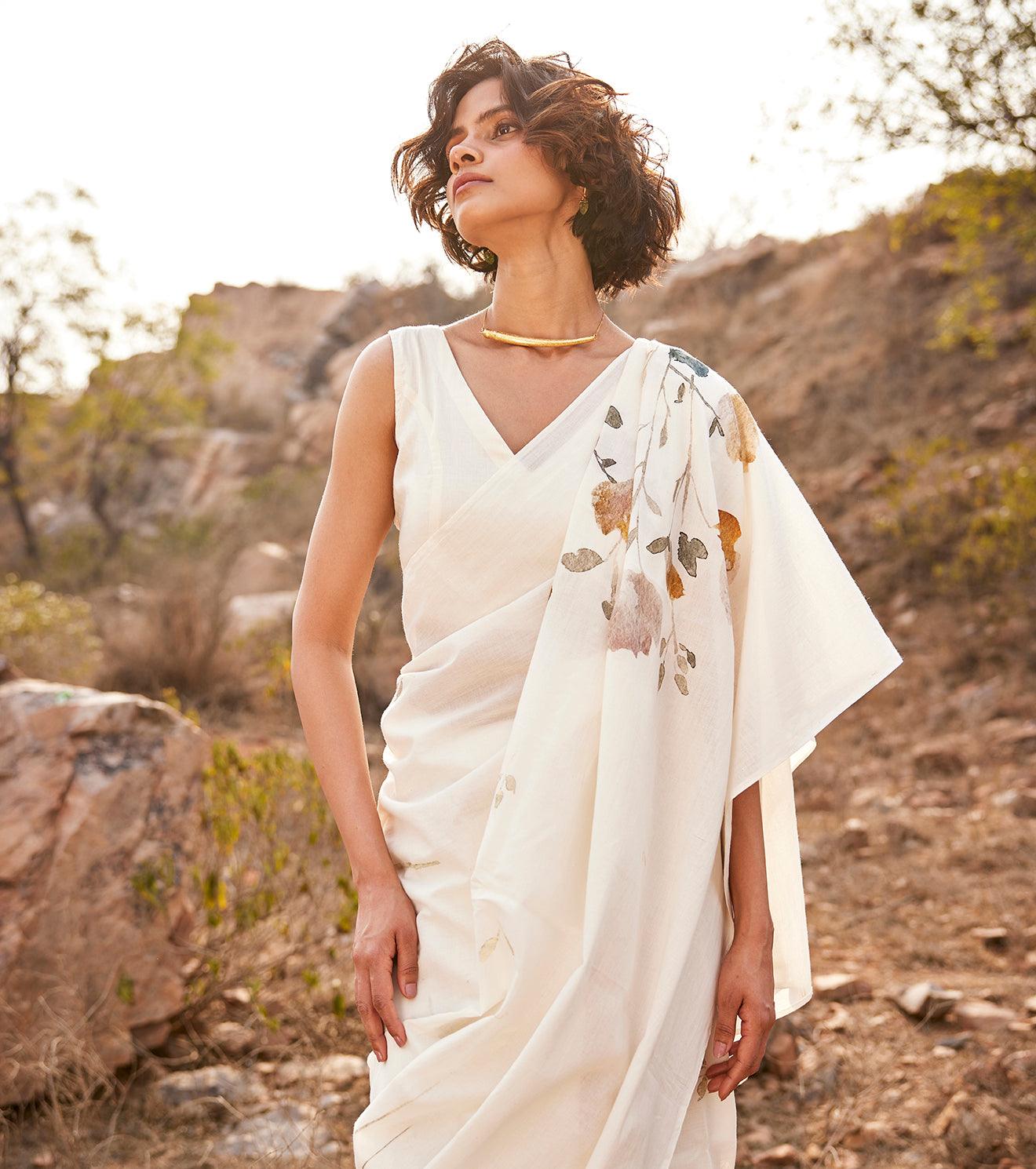 Champa saree with Chameli blouse set - Khara Kapas