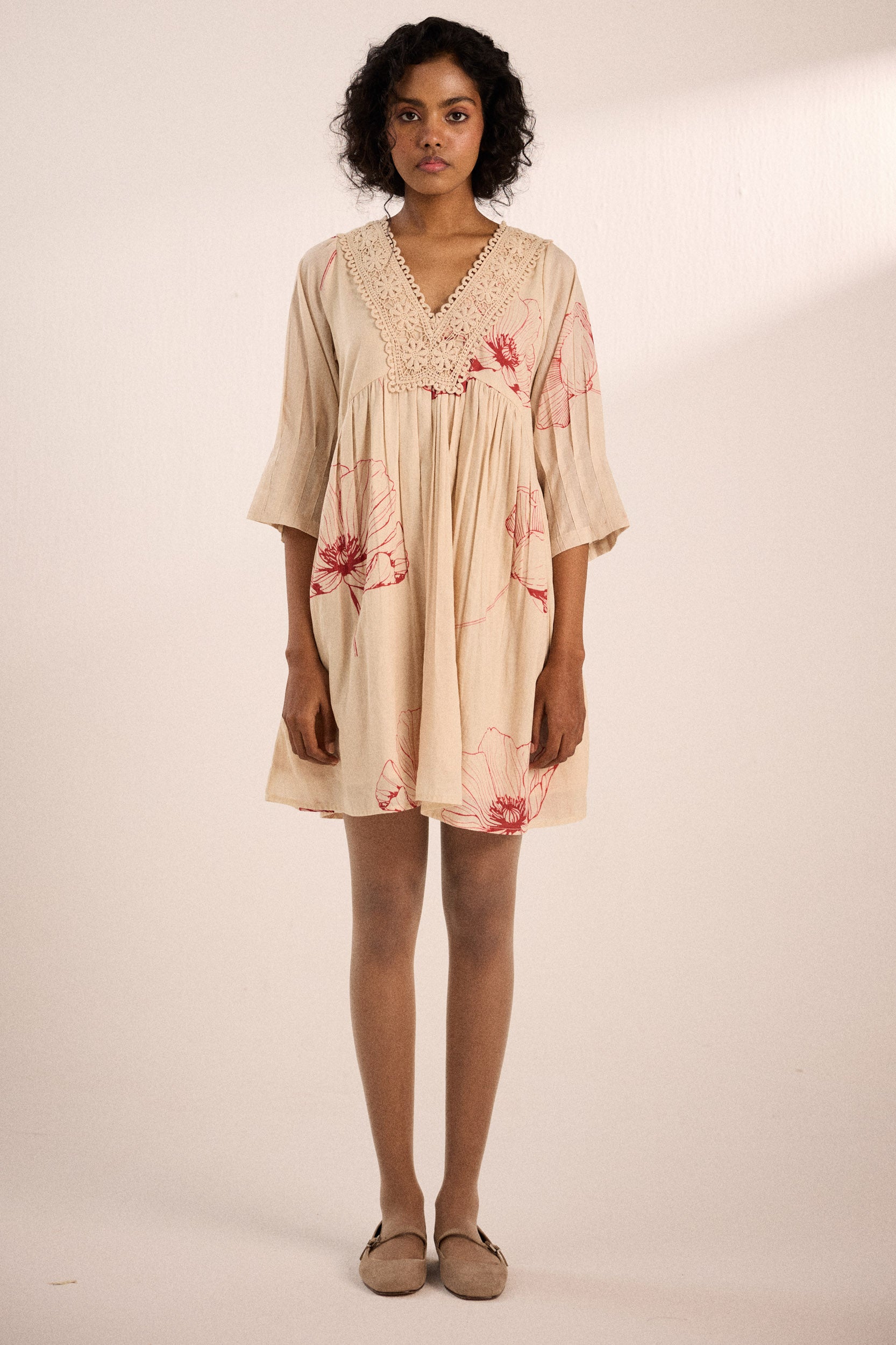 Oatmeal poppy dress