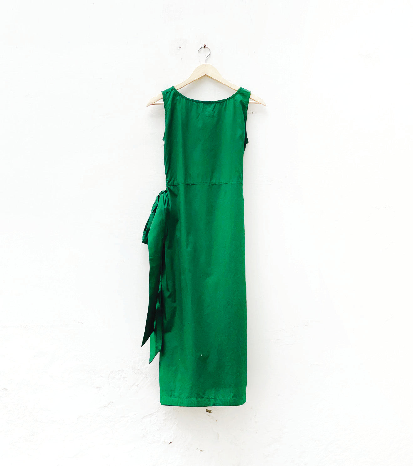 Green Poplin tie up dress