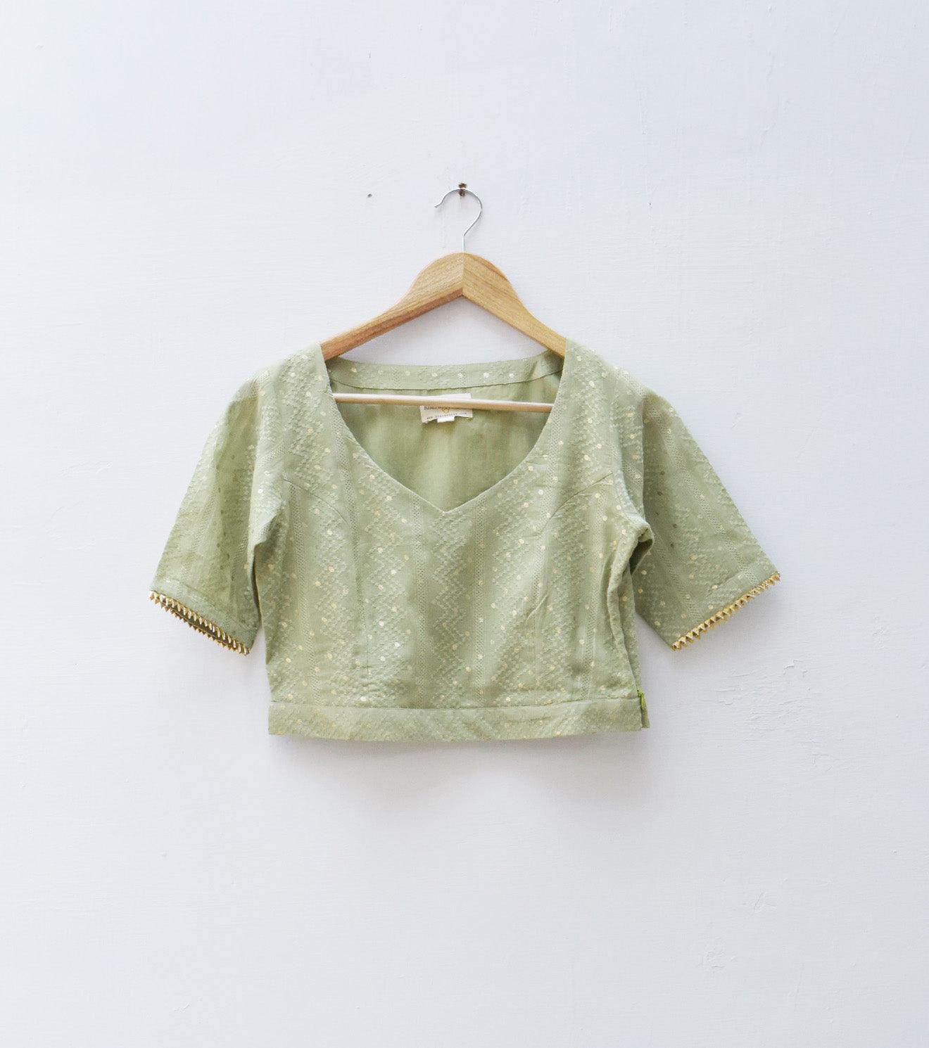 Pista green blouse - Khara Kapas