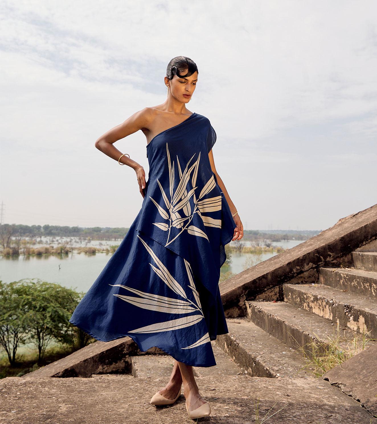 Spinetail one shoulder dress - Khara Kapas