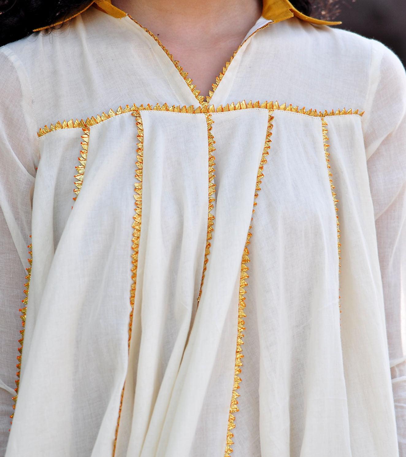 IVORY AND GOLD KALI DRESS - Khara Kapas