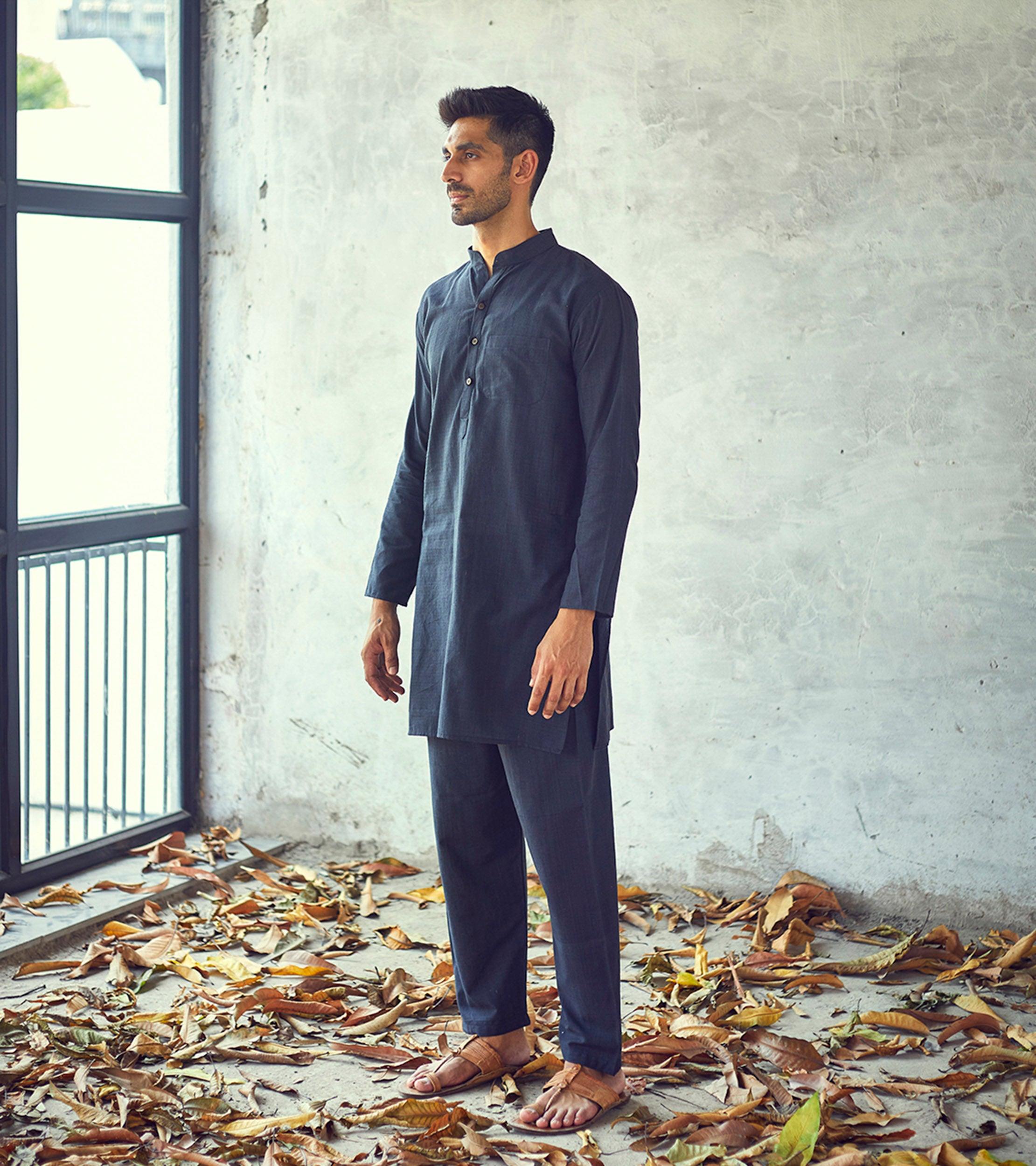 Dark night Kurta Set - Khara Kapas