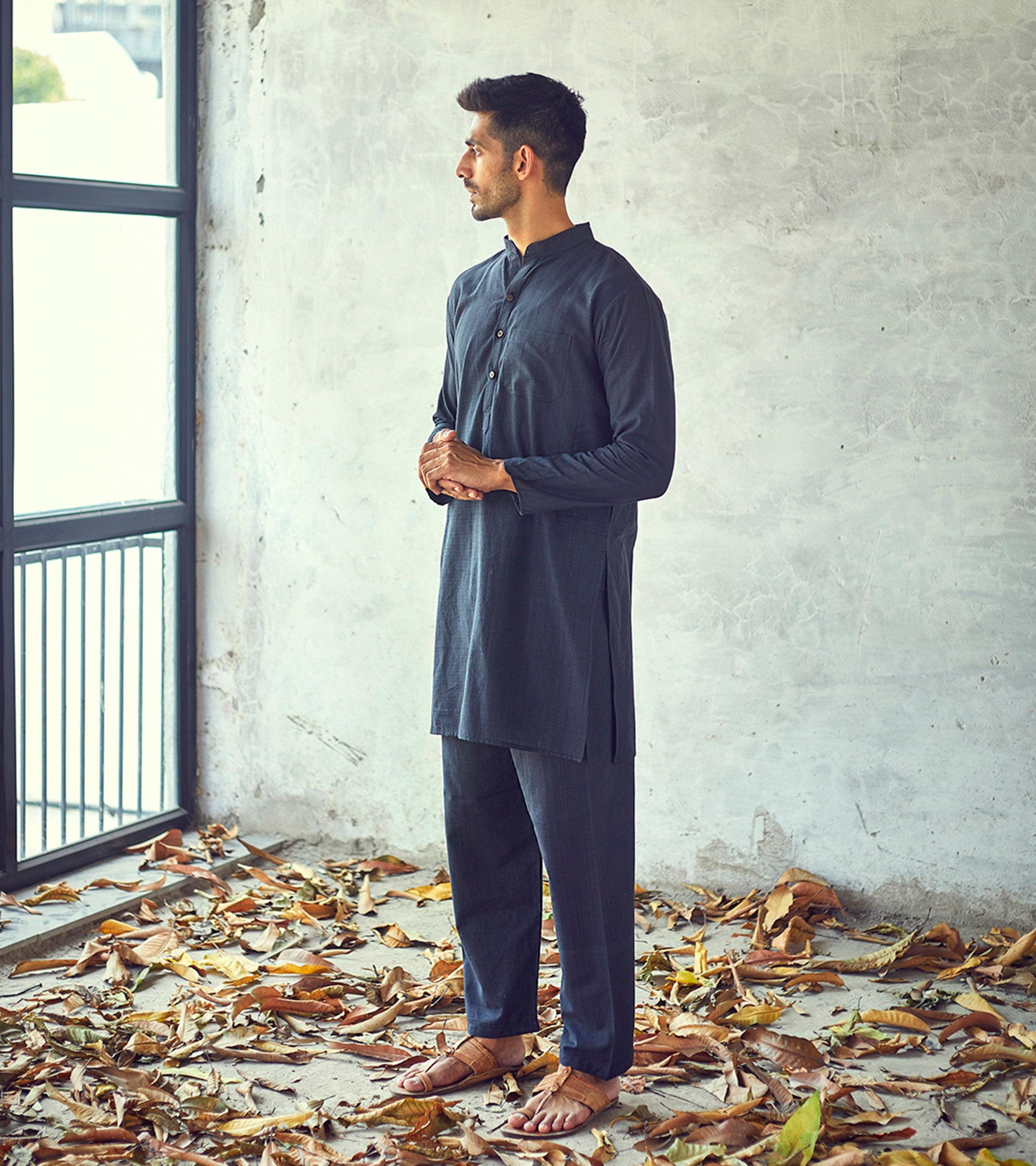 Dark night Kurta Set - Khara Kapas