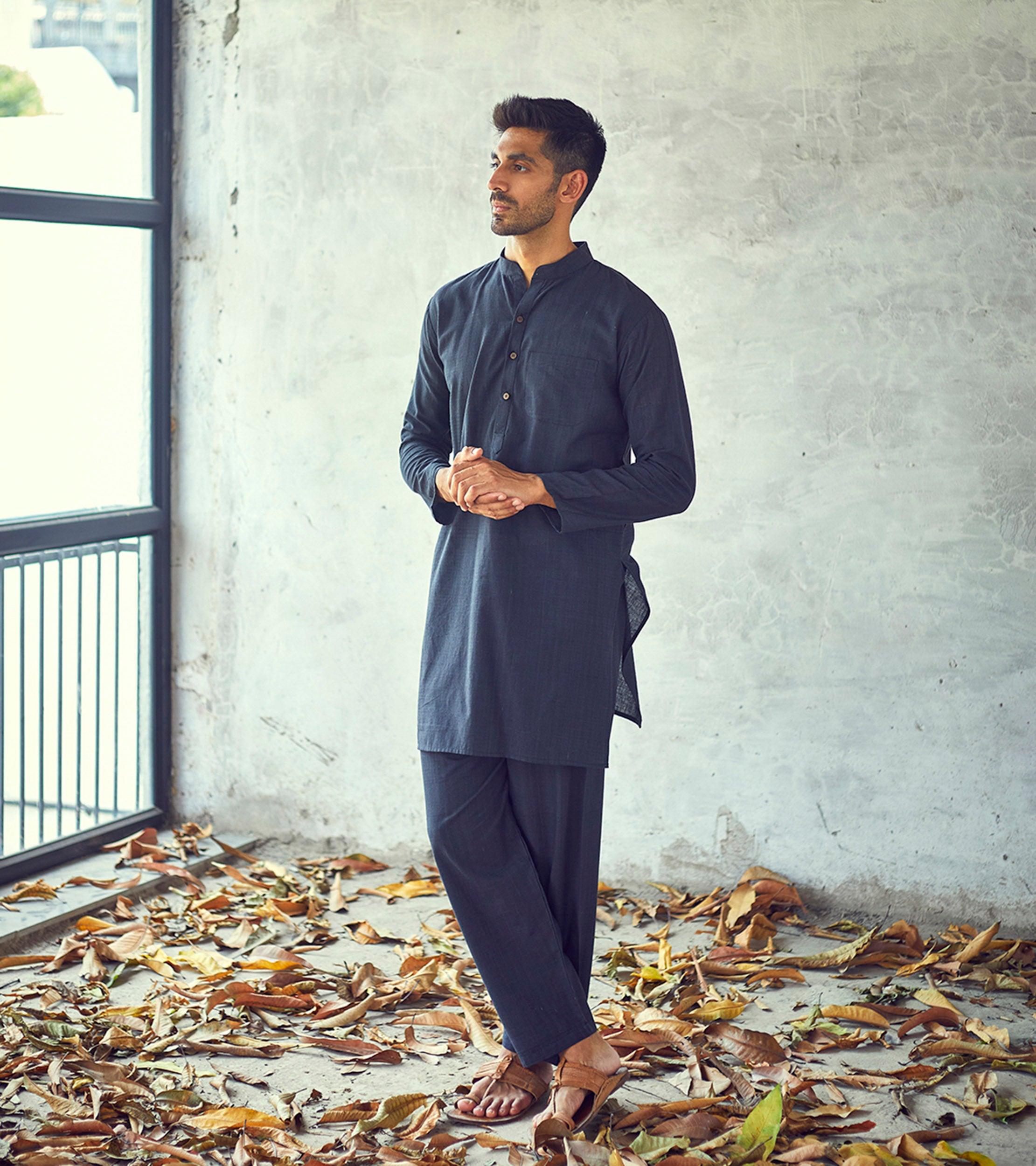 Dark night Kurta Set - Khara Kapas