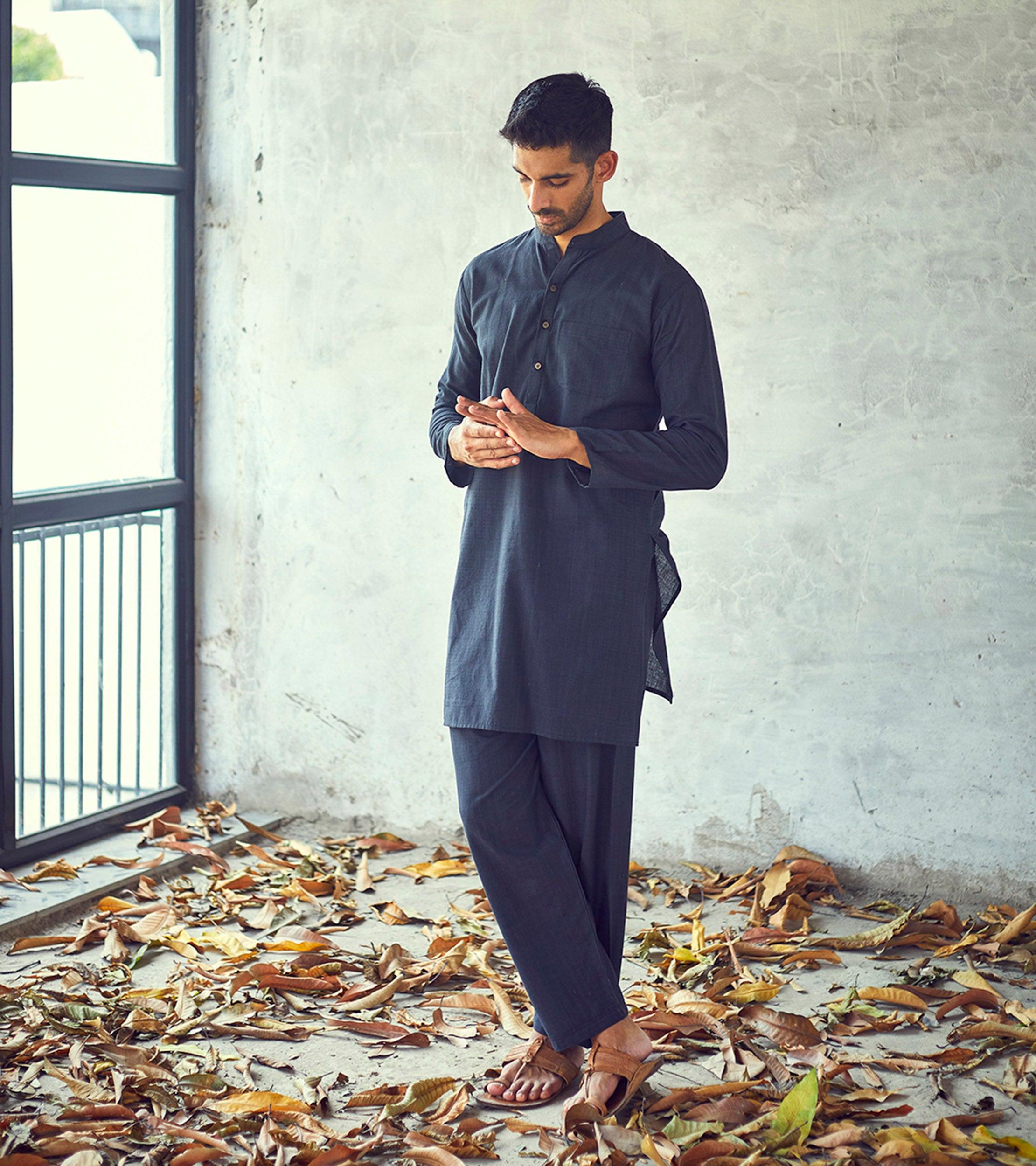 Dark night Kurta Set - Khara Kapas