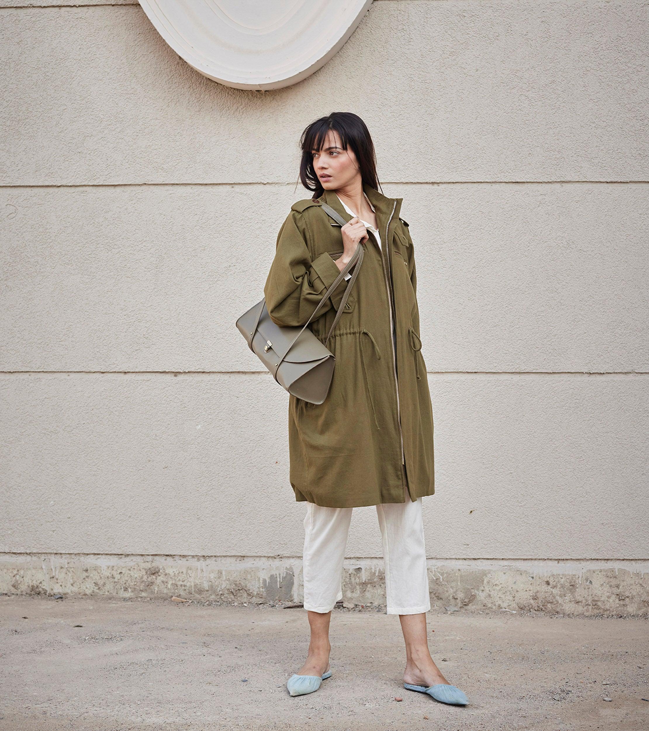 Olive cylinder bag - Khara Kapas