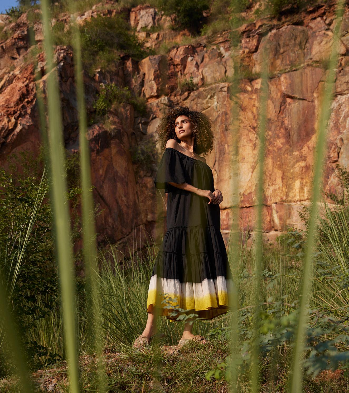 Dusty Ink Midi Dress - Khara Kapas