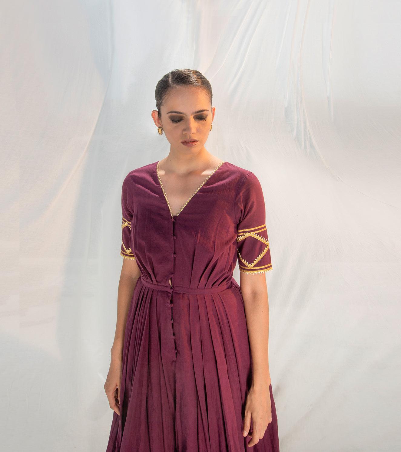 Rangmanch Pleated Gown - Khara Kapas