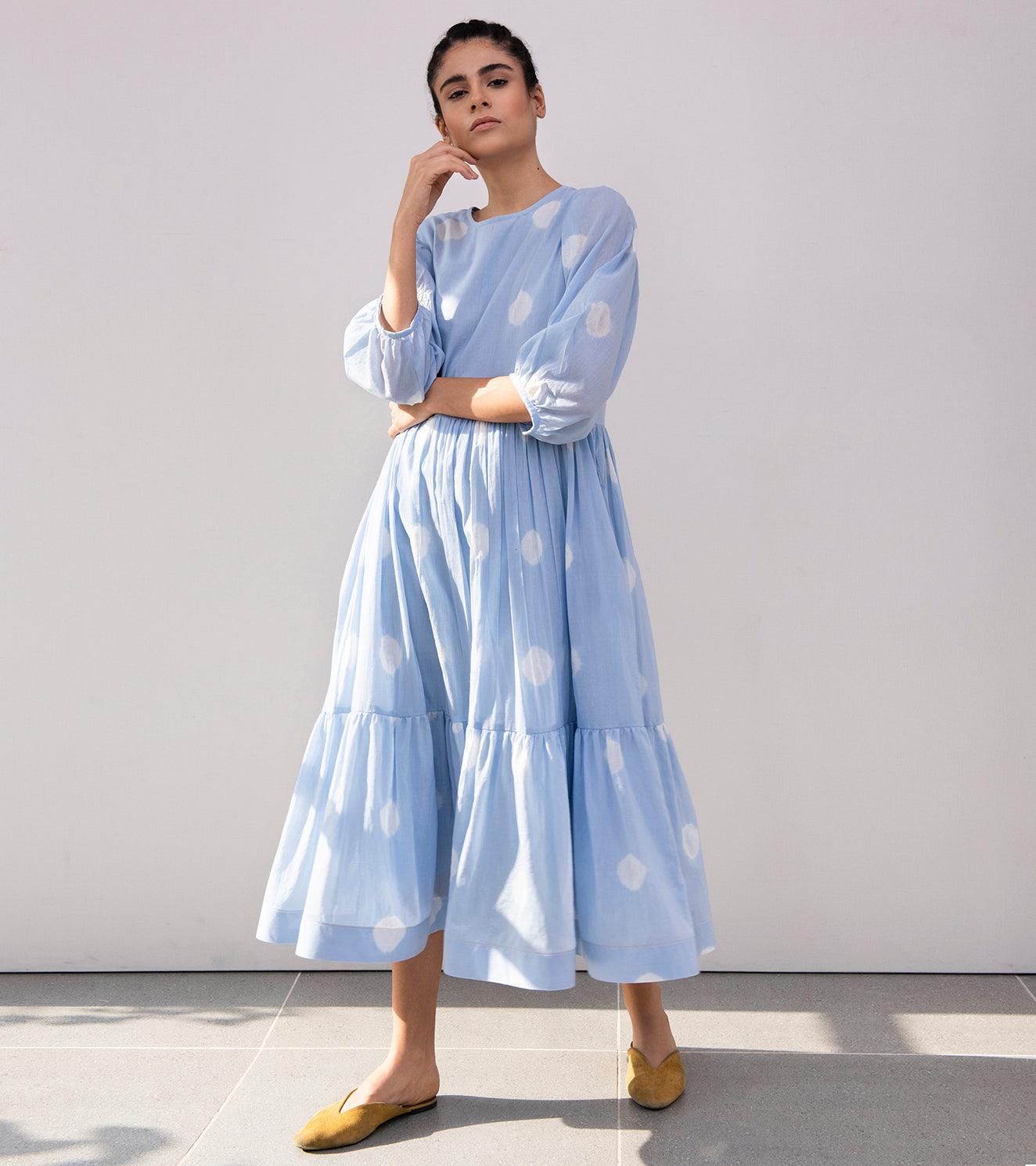 Blue Poppy Shibori Dress - Khara Kapas