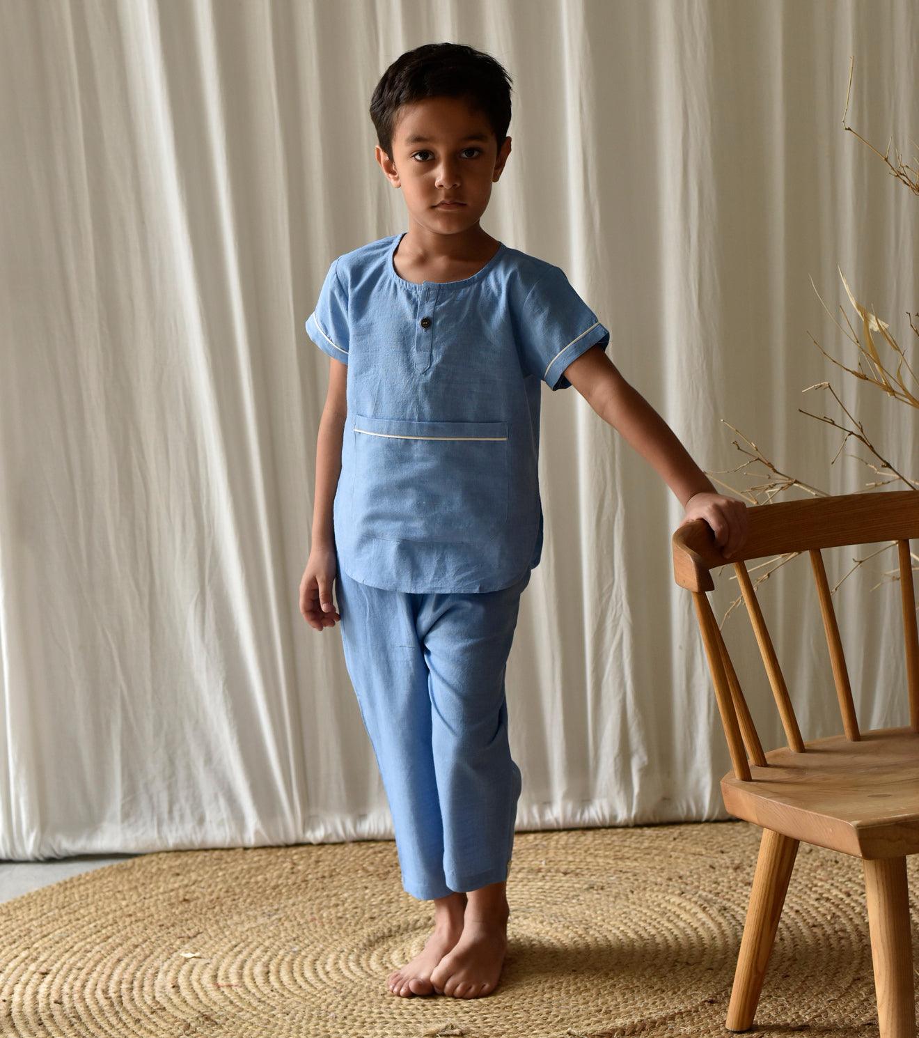 Stone blue co-ord set - Khara Kapas