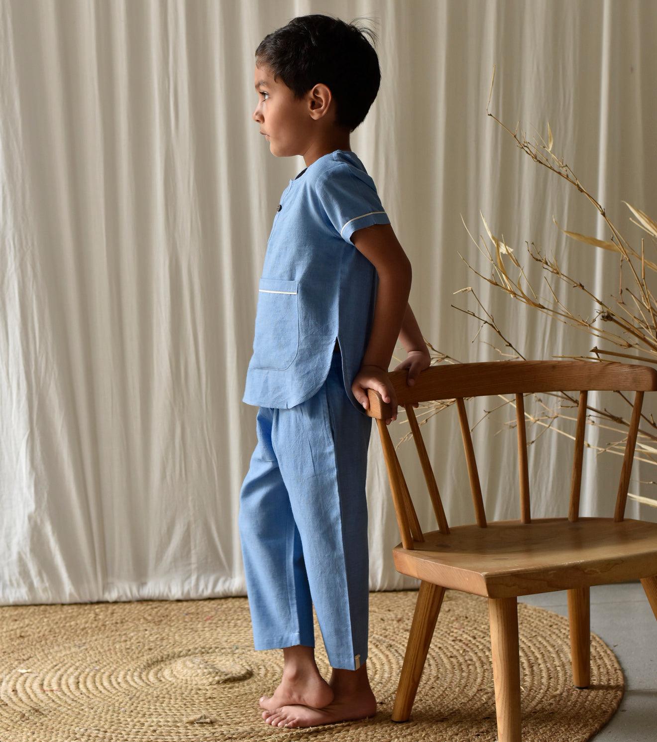 Stone blue co-ord set - Khara Kapas