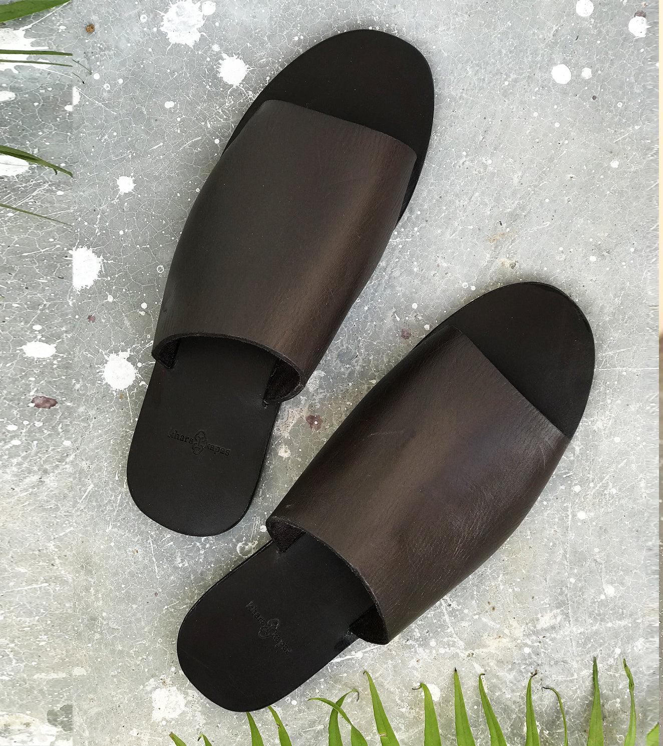 Dark Brown Slip Ons - Khara Kapas