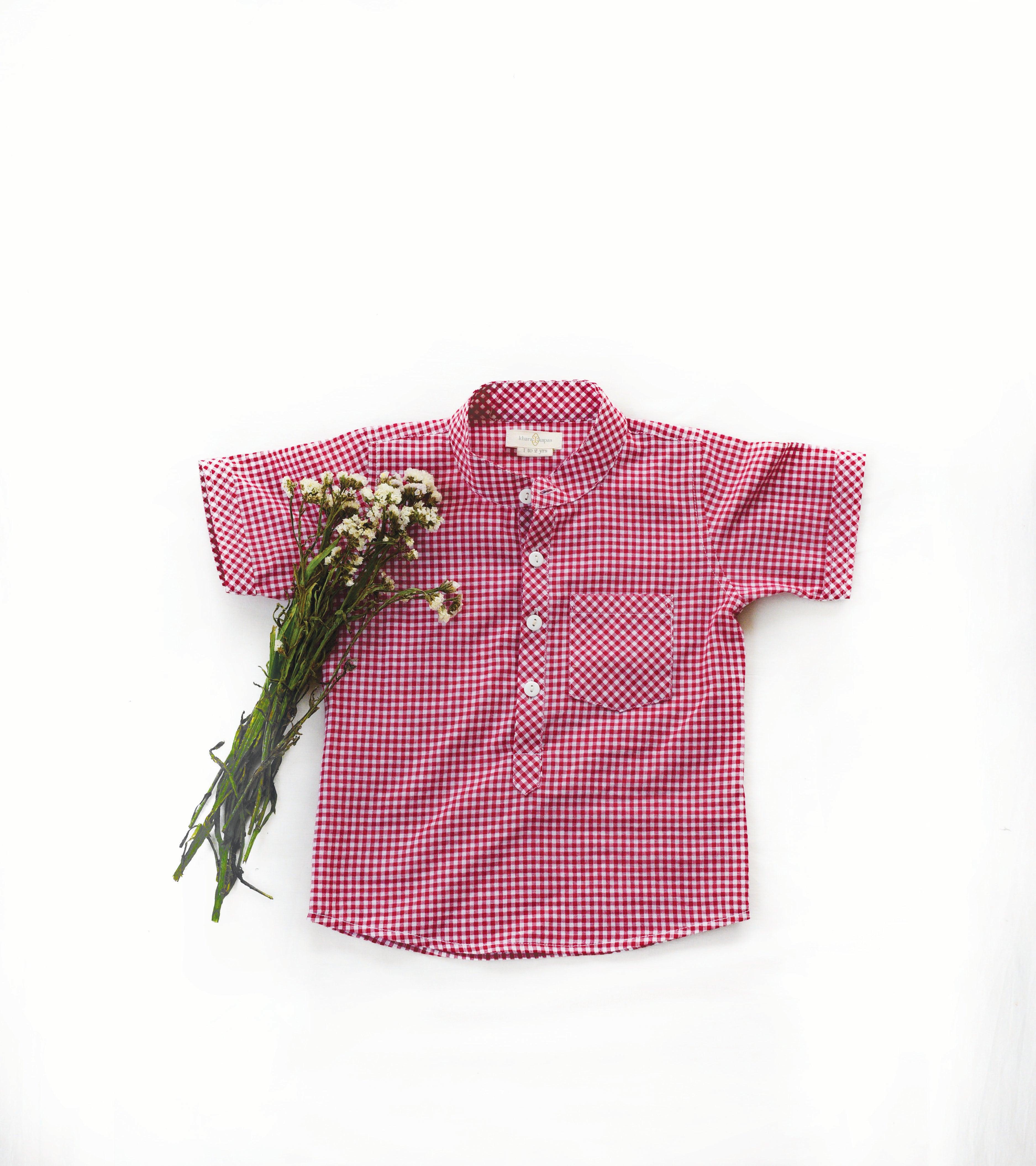 Red Chequered Shirt - Khara Kapas