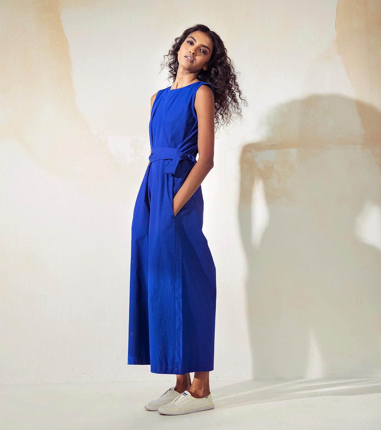 Bluish Blue jumpsuit - Khara Kapas