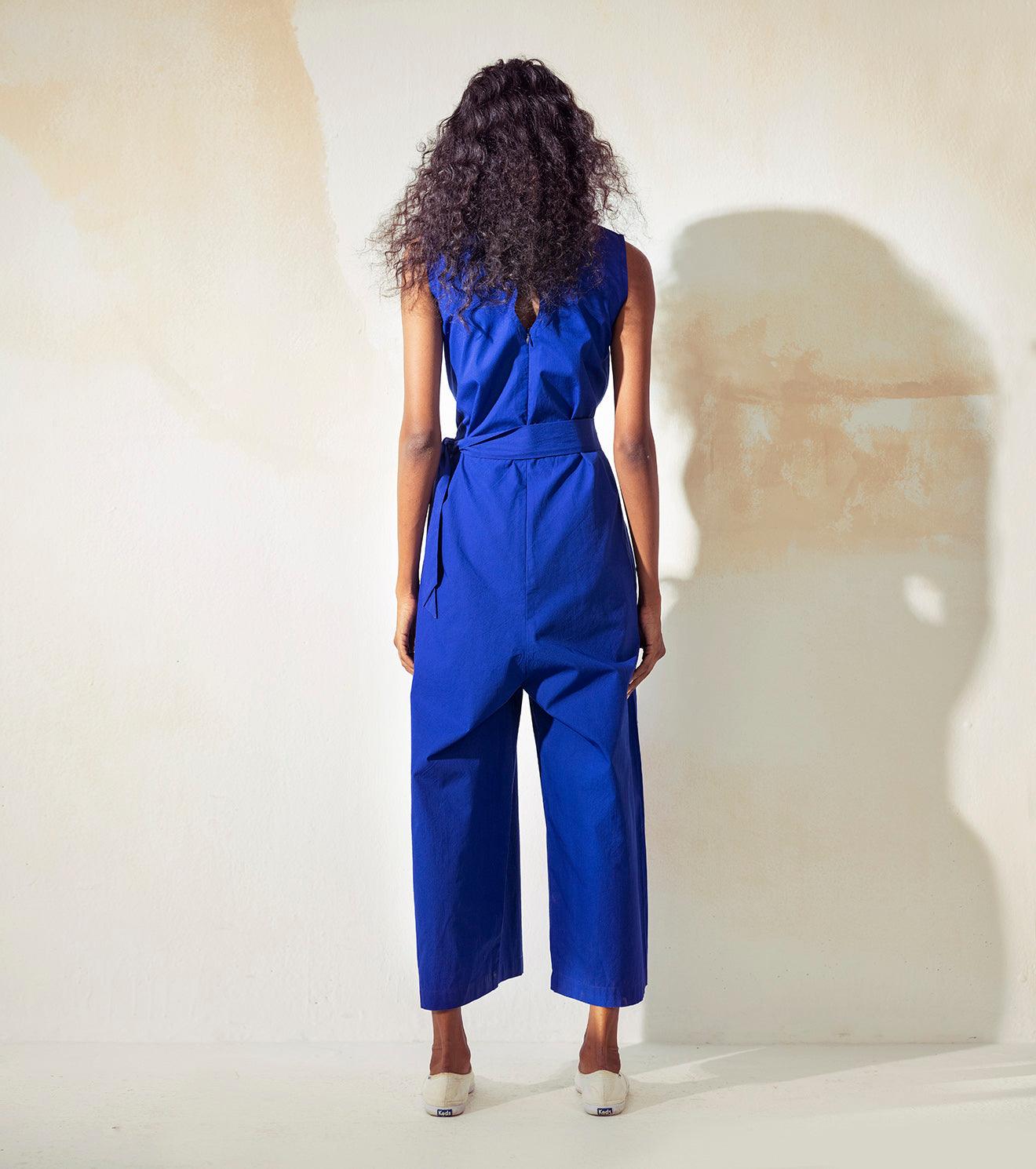 Bluish Blue jumpsuit - Khara Kapas