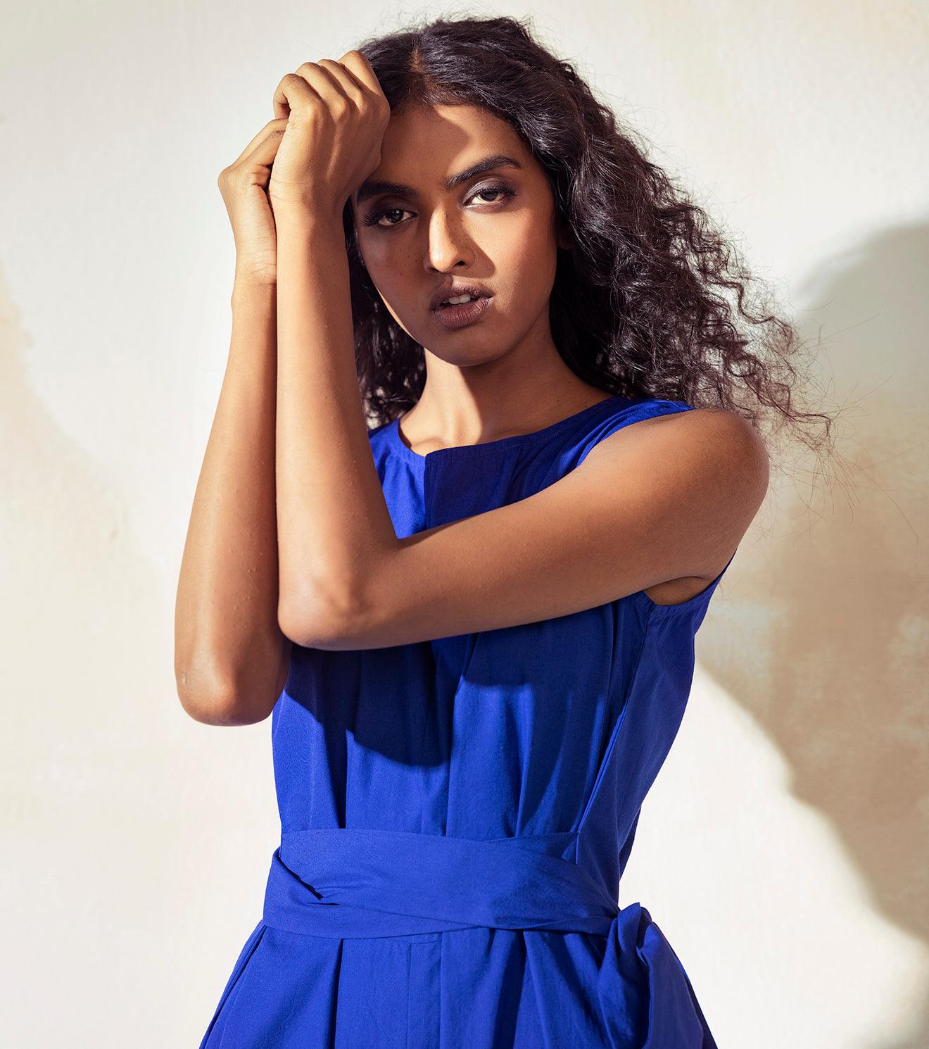 Bluish Blue jumpsuit - Khara Kapas