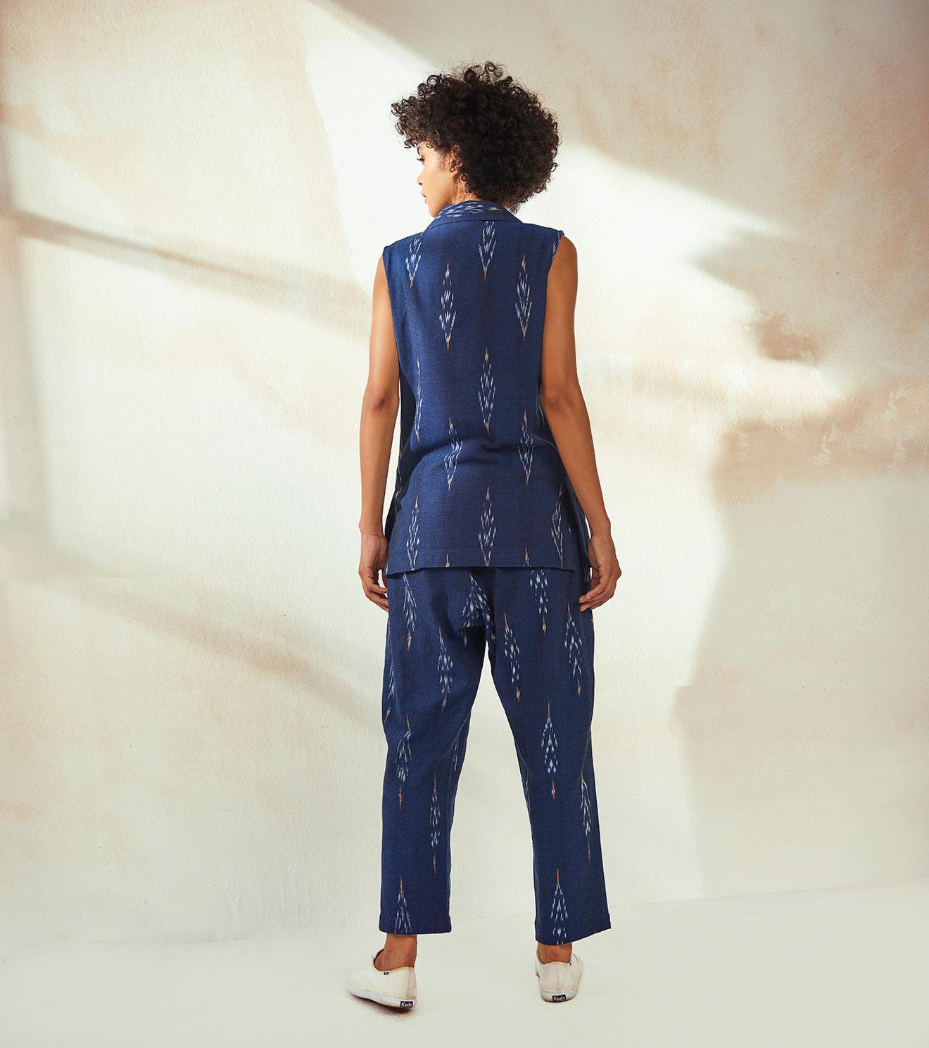 Marine Blue Ikat co-ord set - Khara Kapas
