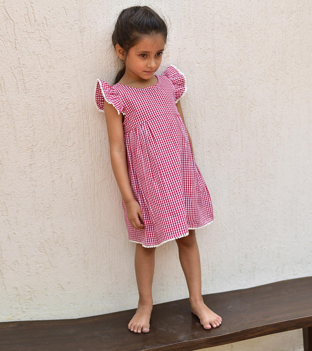 Cherry Gingham Frock - Khara Kapas