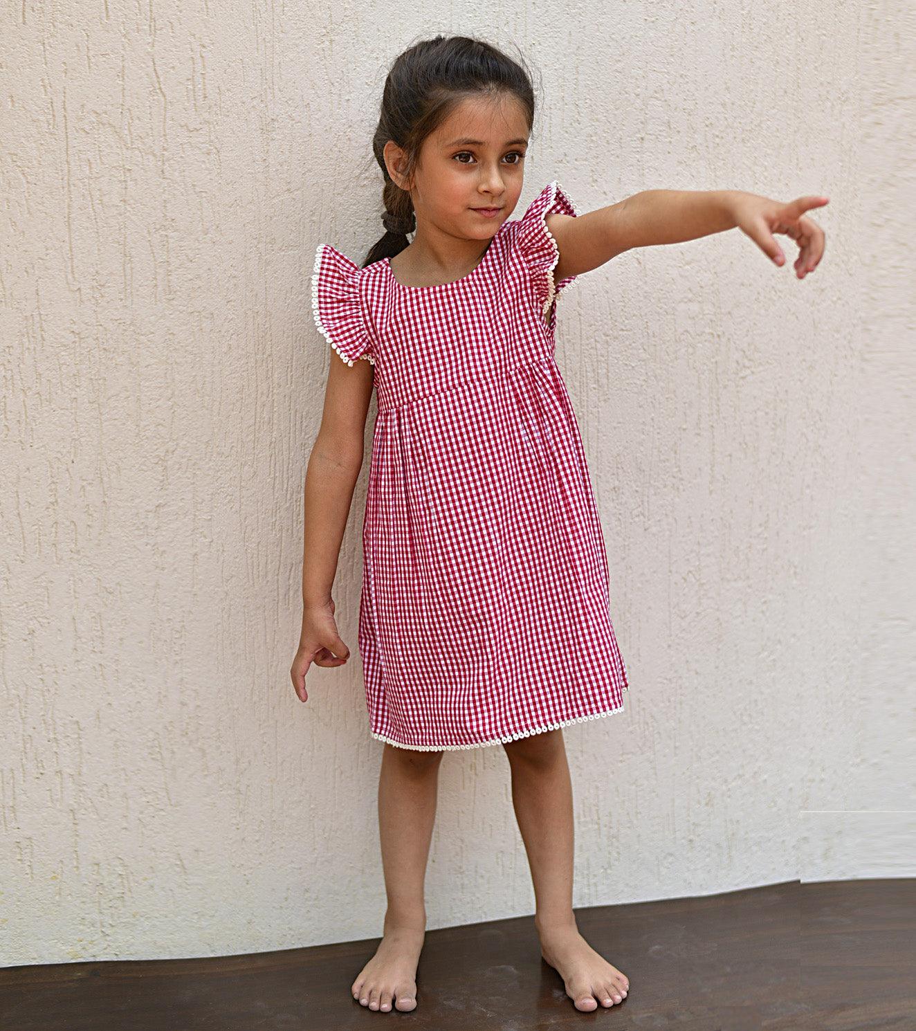 Cherry Gingham Frock - Khara Kapas