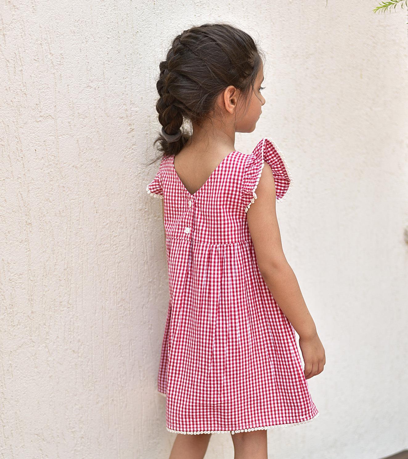 Cherry Gingham Frock - Khara Kapas