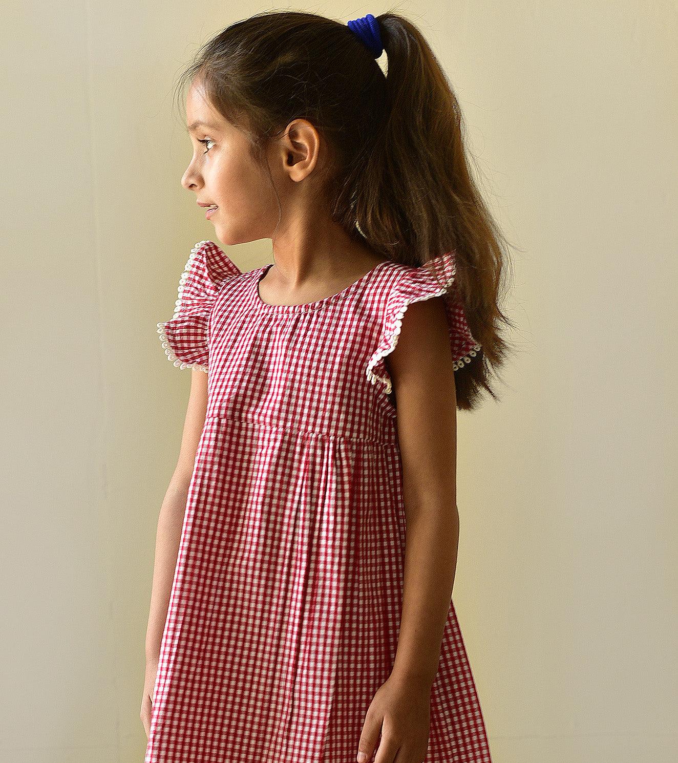 Cherry Gingham Frock - Khara Kapas