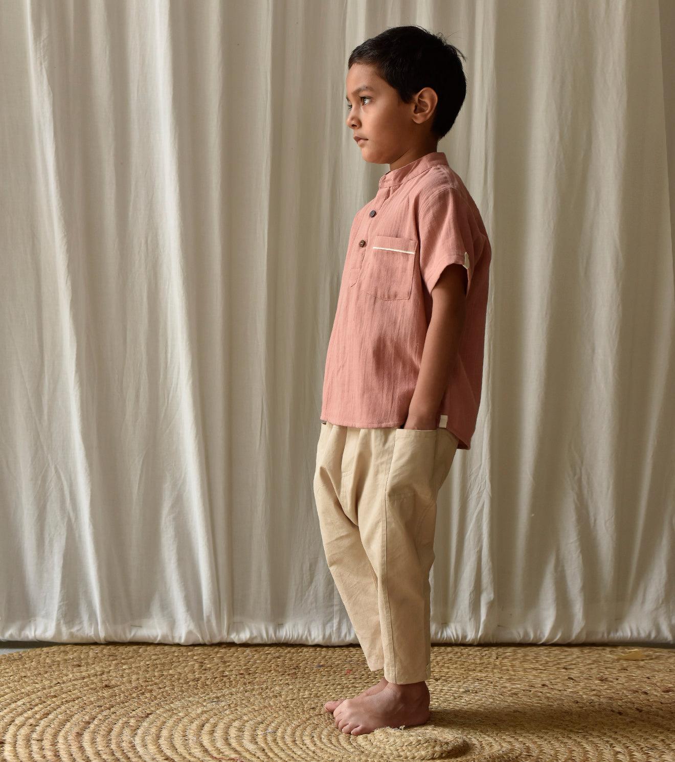 Salmon Pink Shirt - Khara Kapas