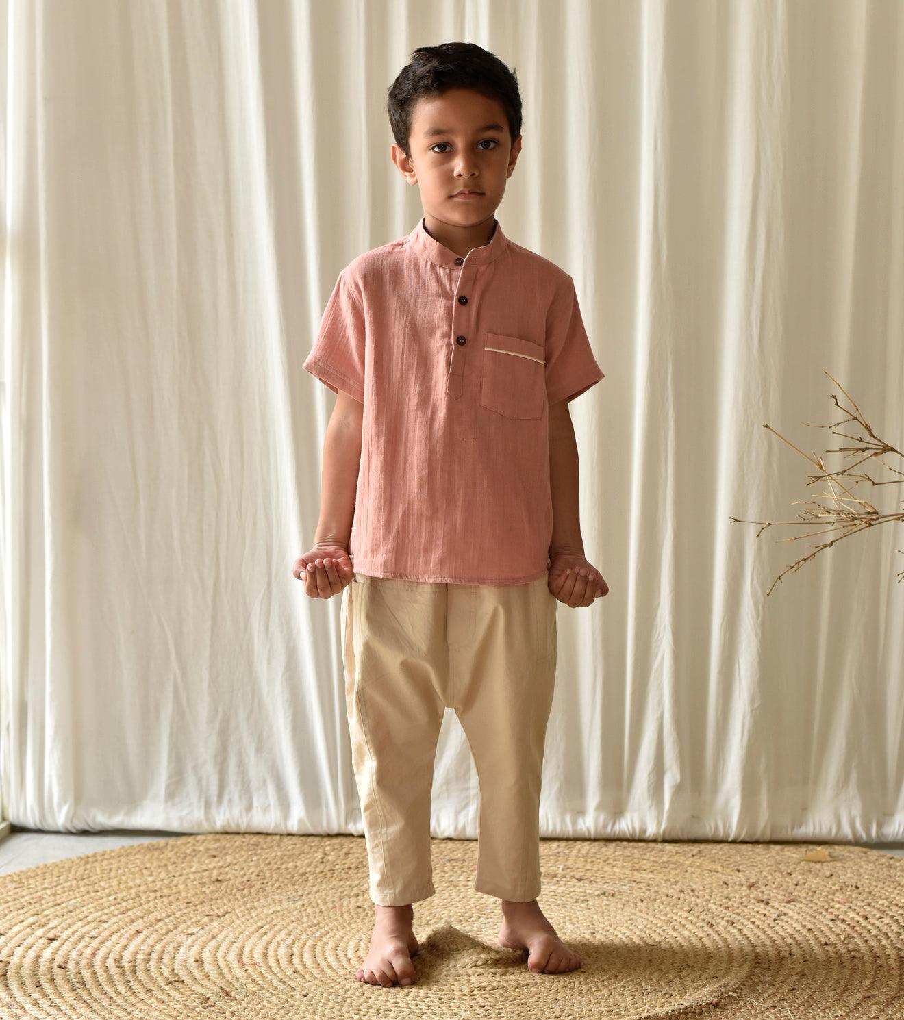 Salmon Pink Shirt - Khara Kapas