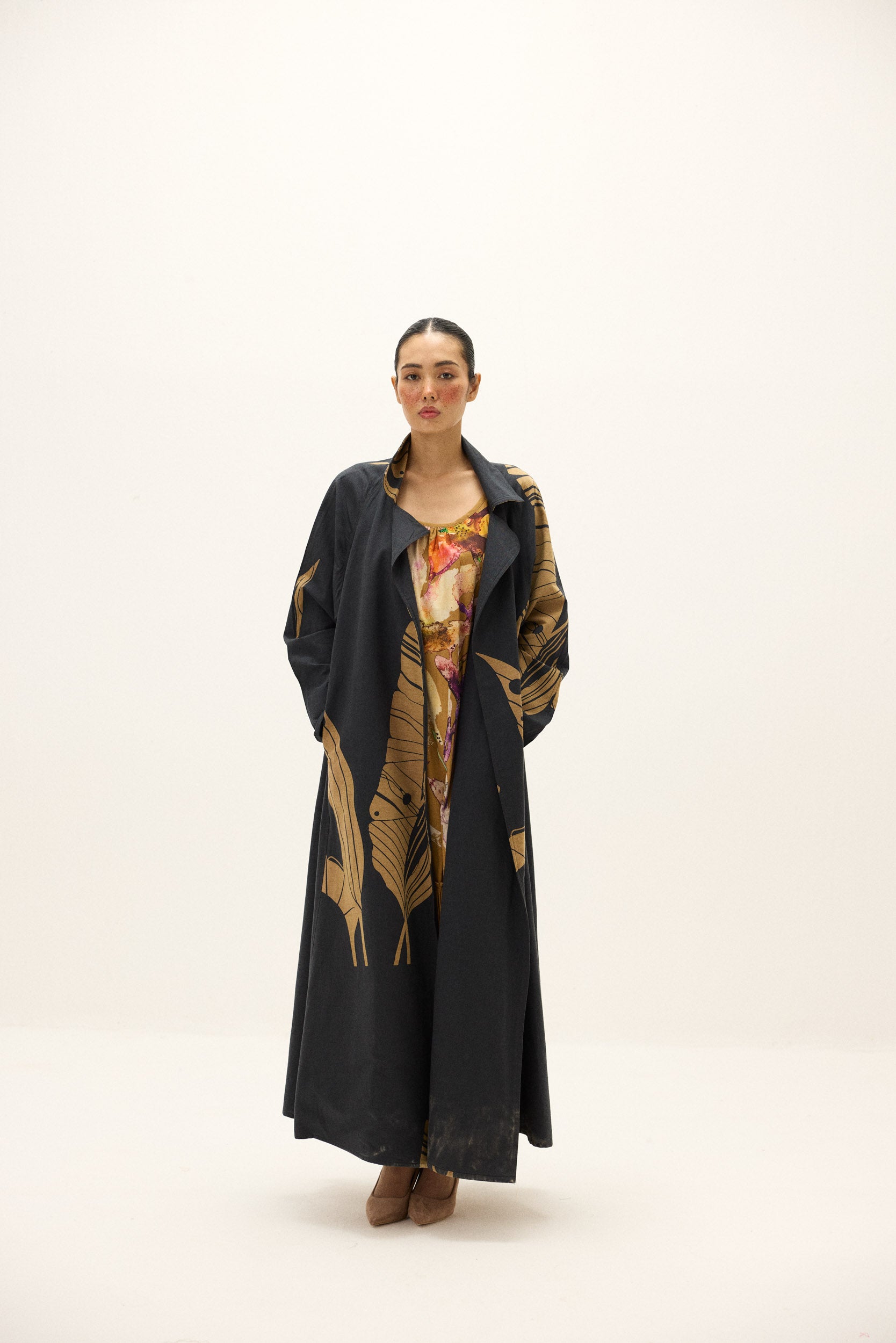 Midnight Leaf Trench Coat
