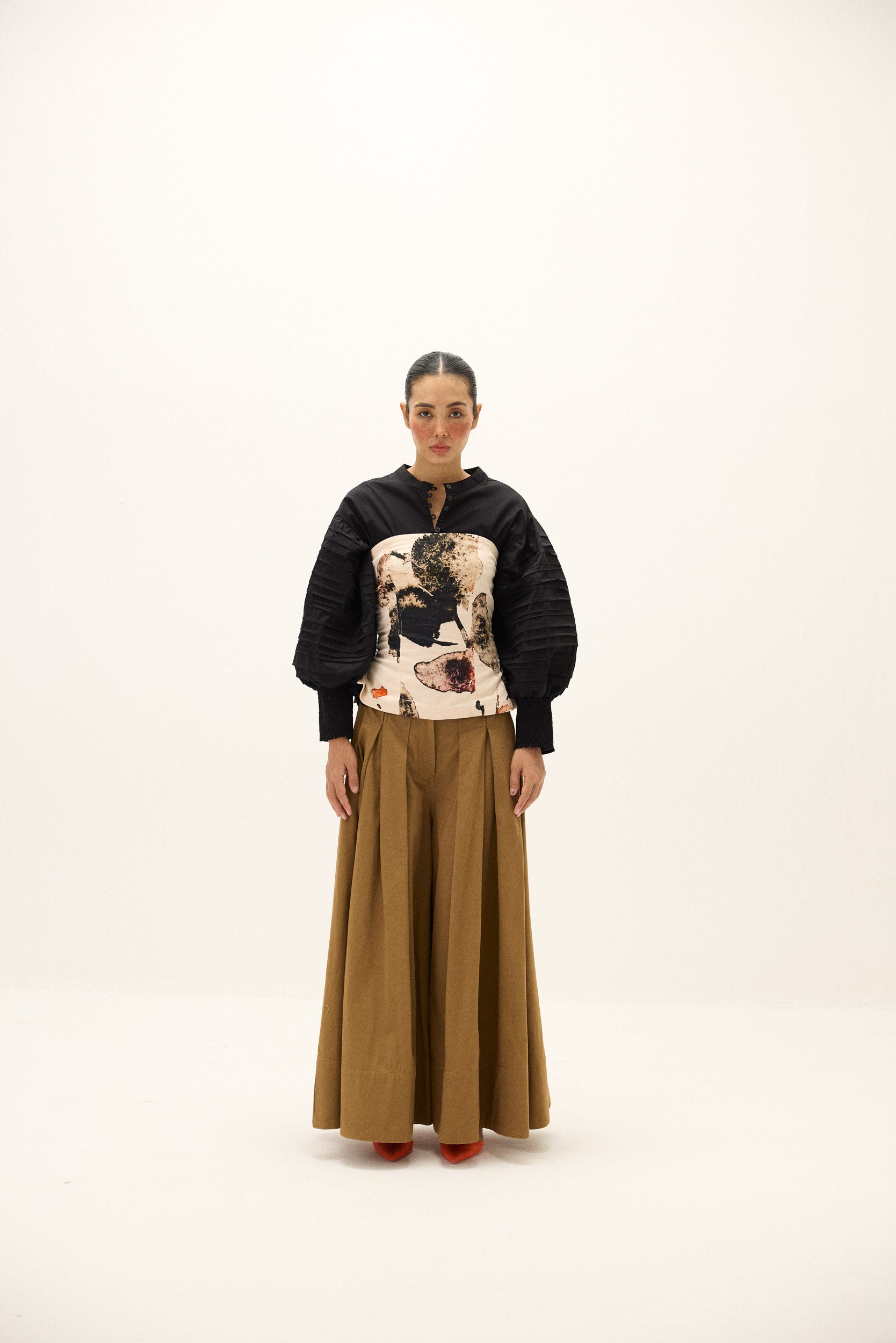 Rust leaf corset top