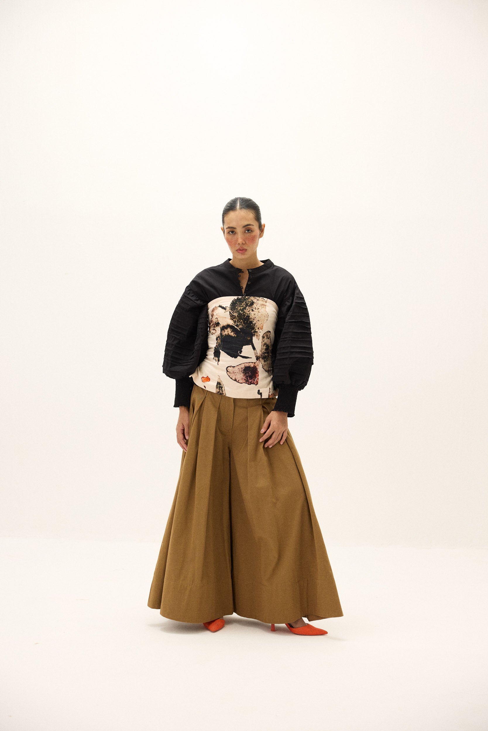 Rust leaf corset top