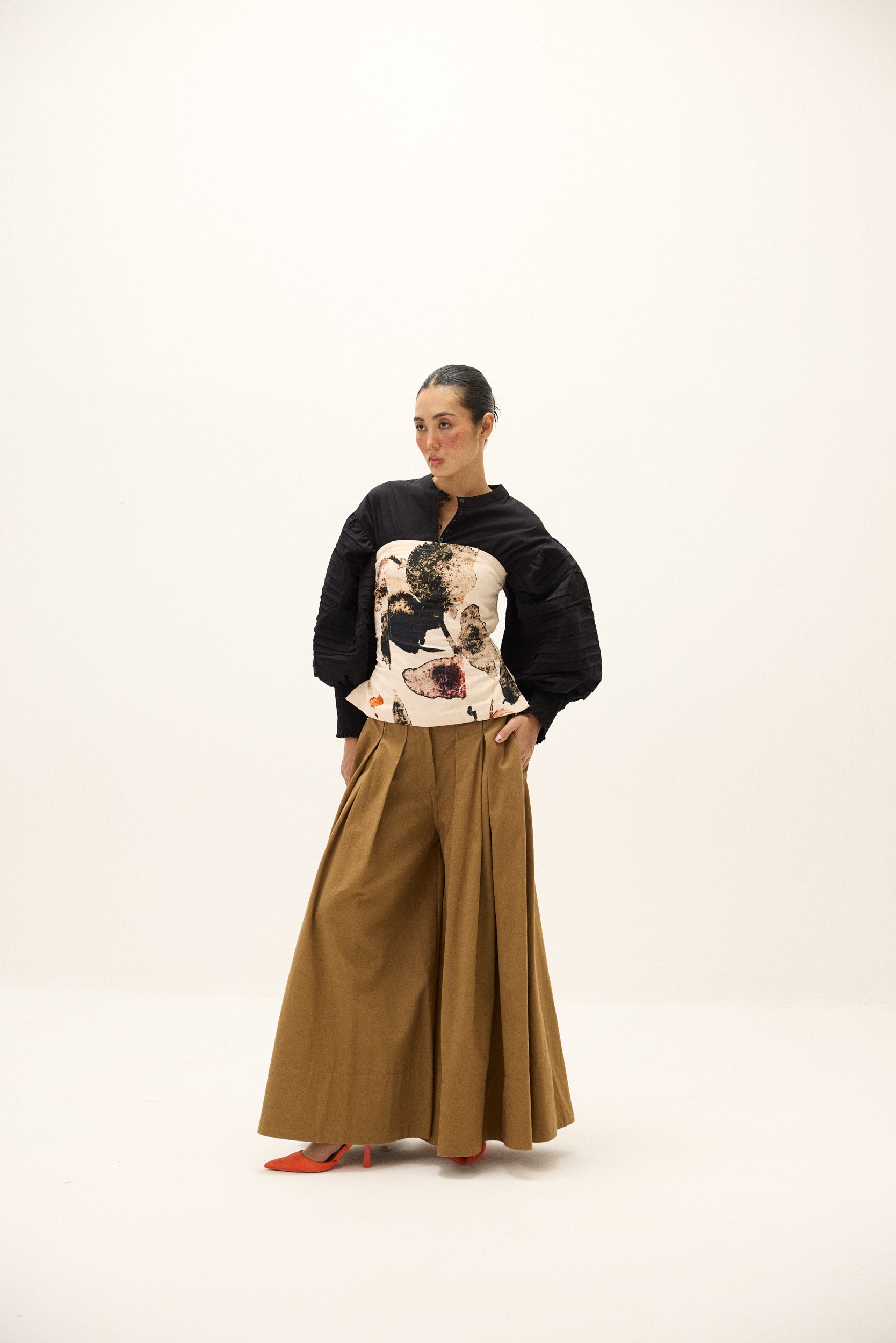 Rust leaf corset top