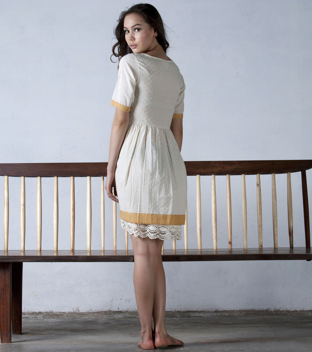 Ivory fit and flare dress | Relove