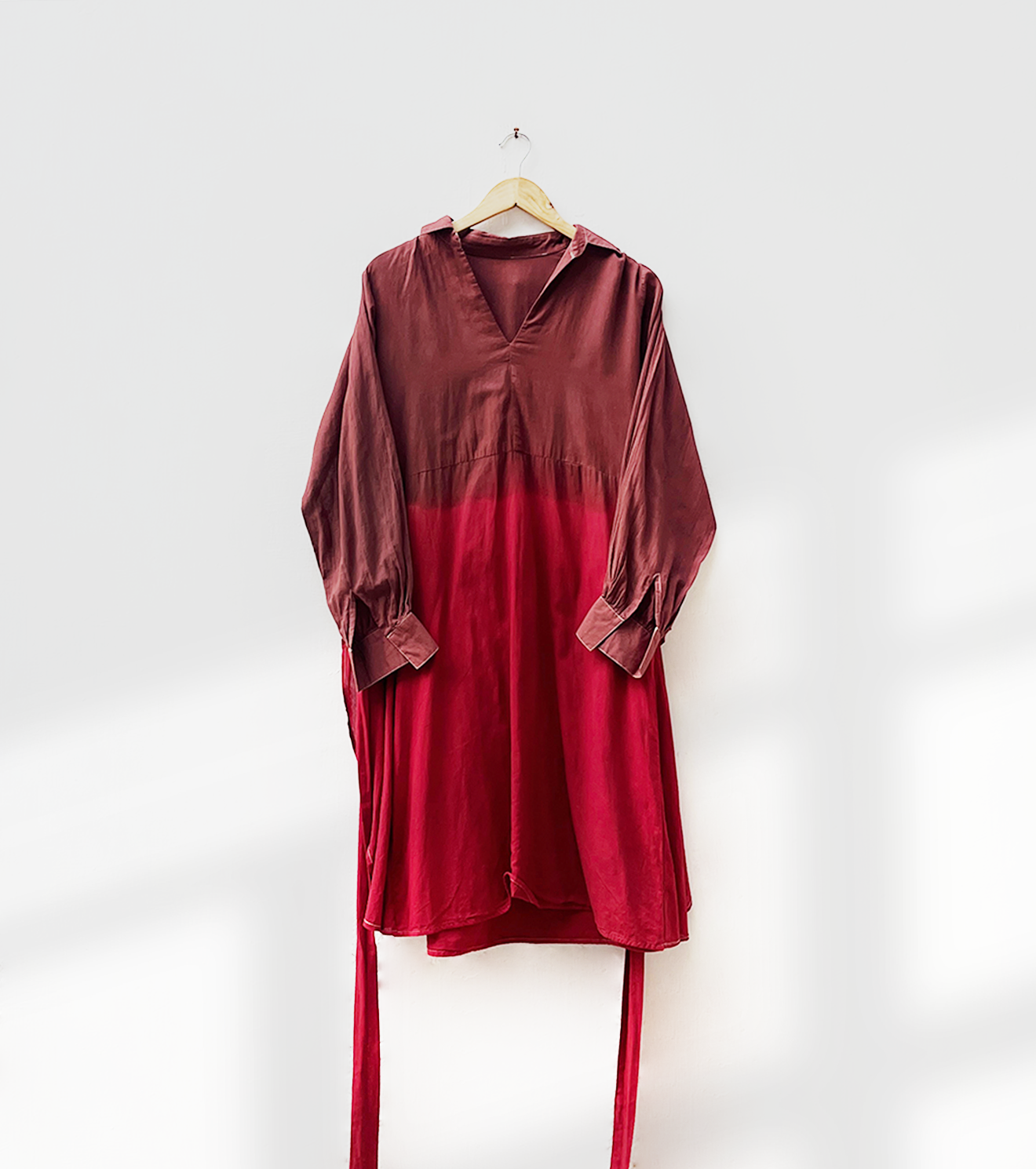 Crimson Drift Shirt Dress