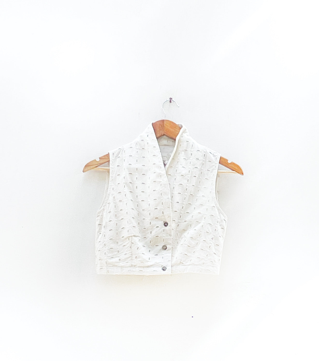 White schiffli Top