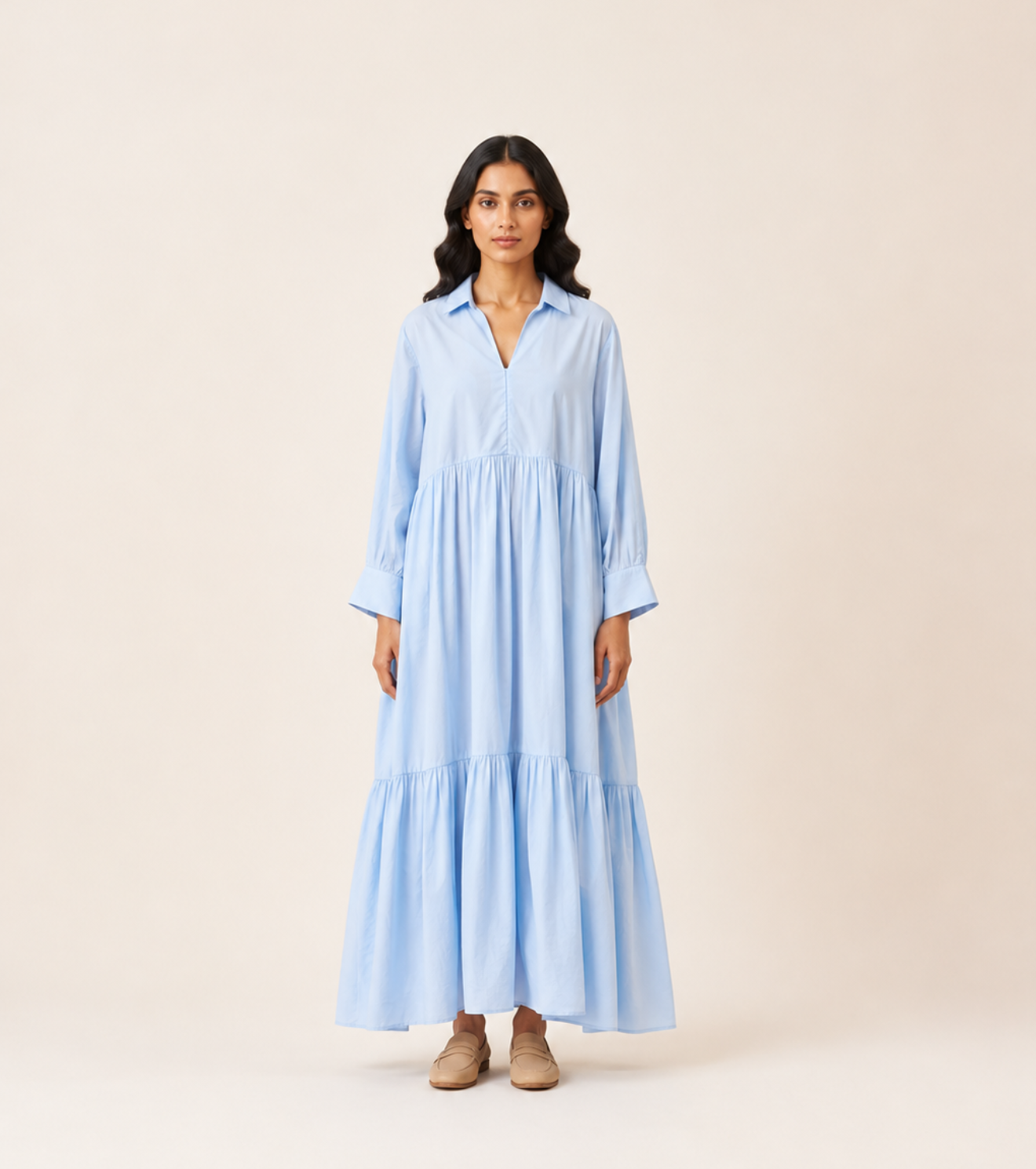 Sky blue tiered dress