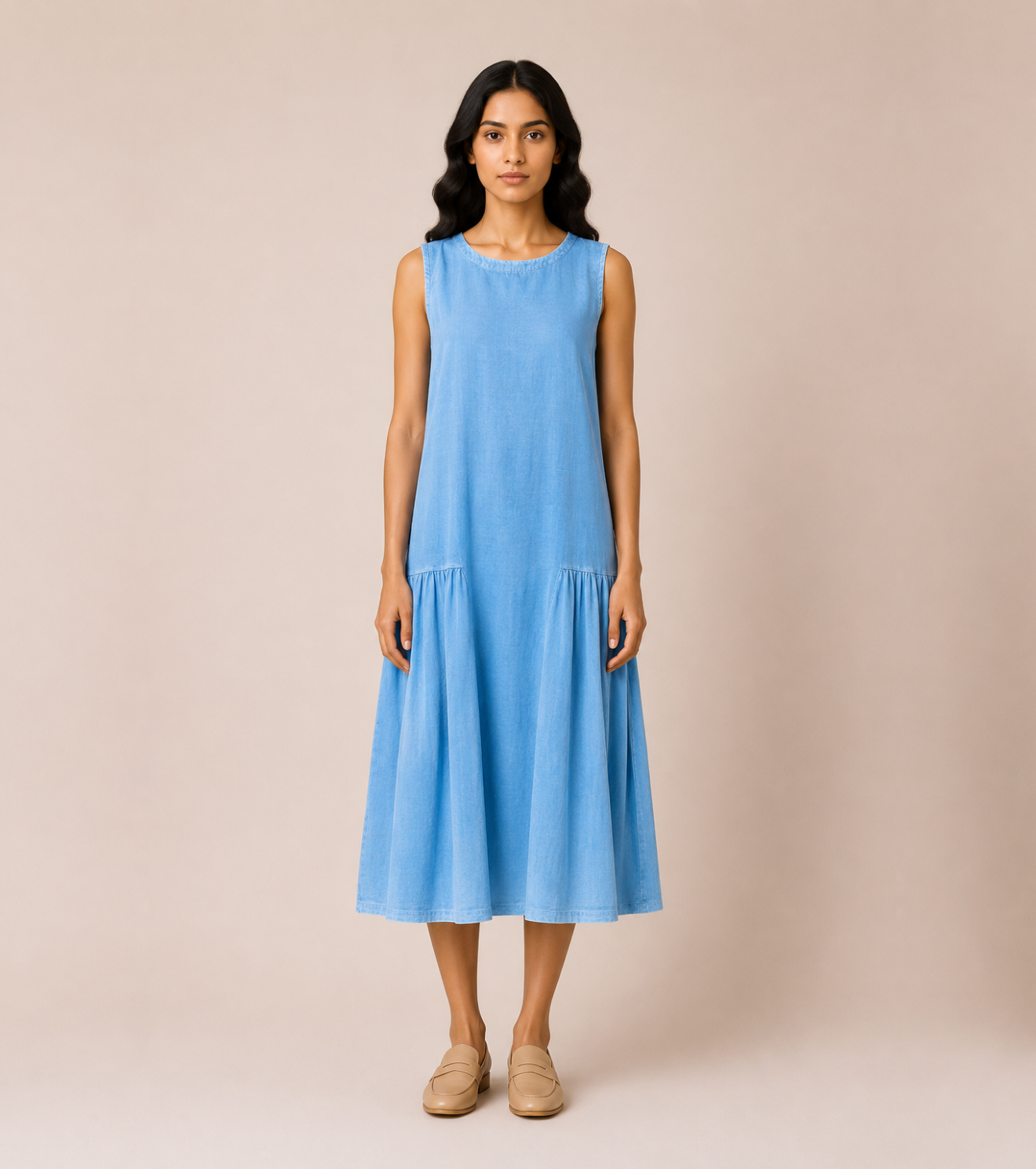 Sky sleeveless linen dress
