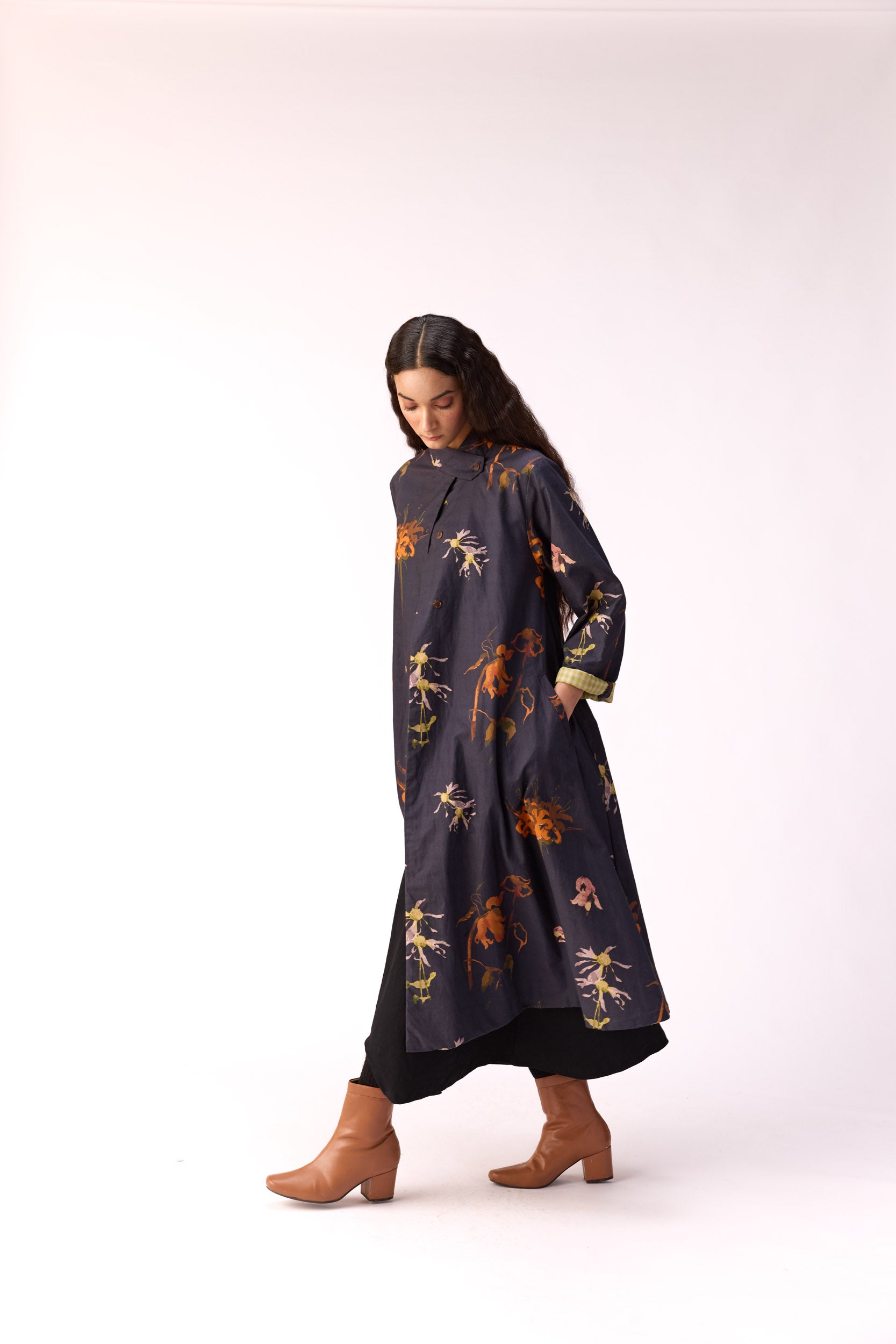Smoky flora trench dress
