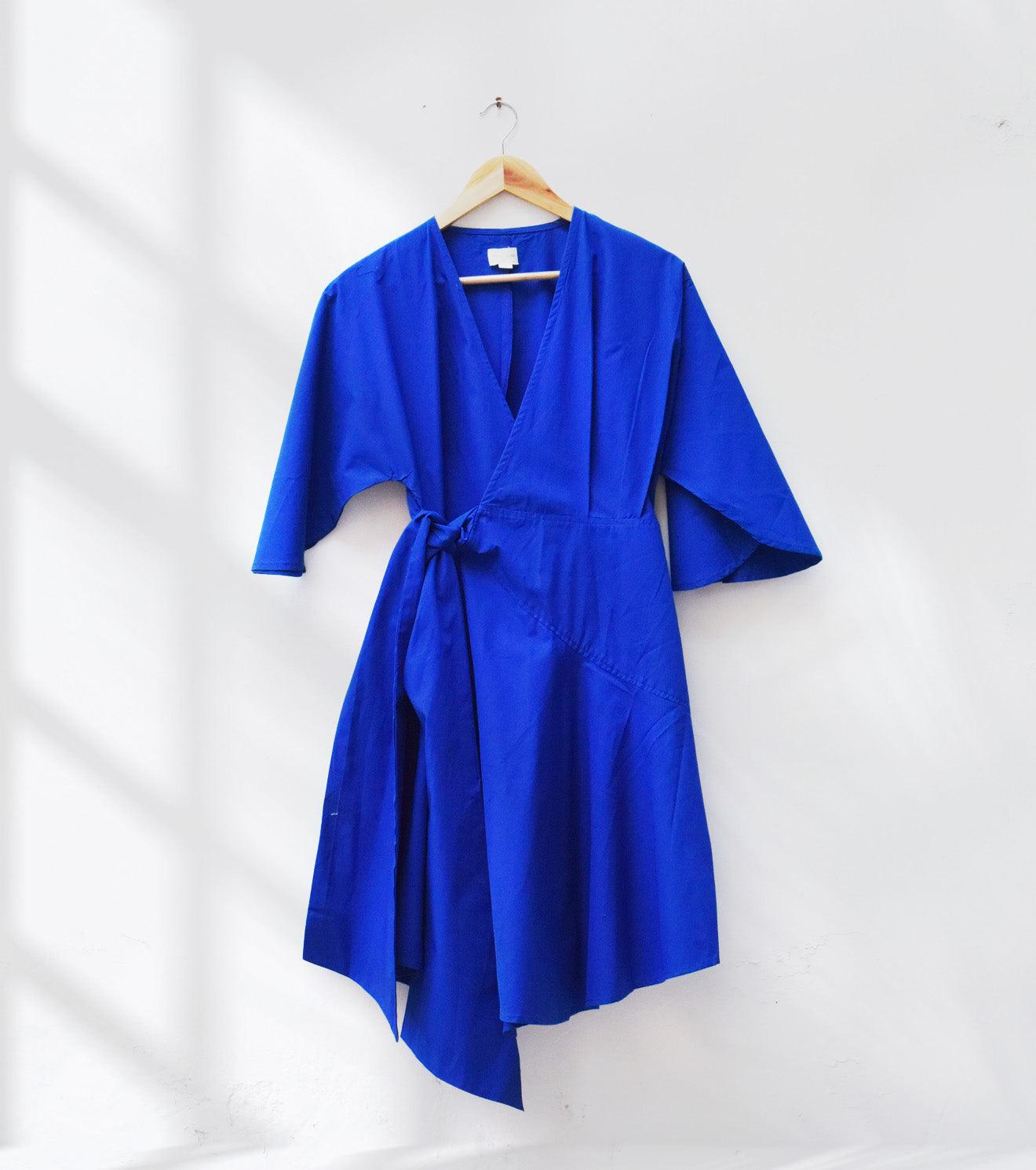 Electric blue wrap dress