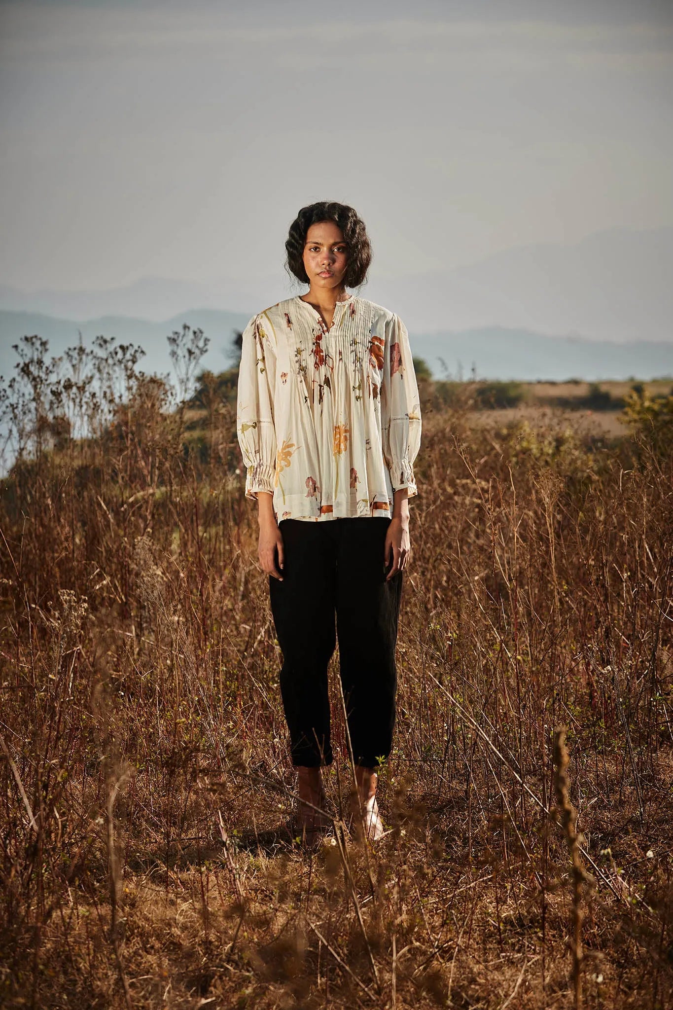 Florals in Snow Top - Khara Kapas