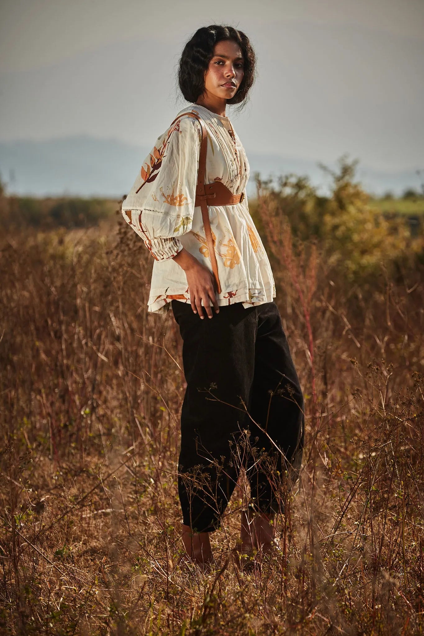 Florals in Snow Top - Khara Kapas