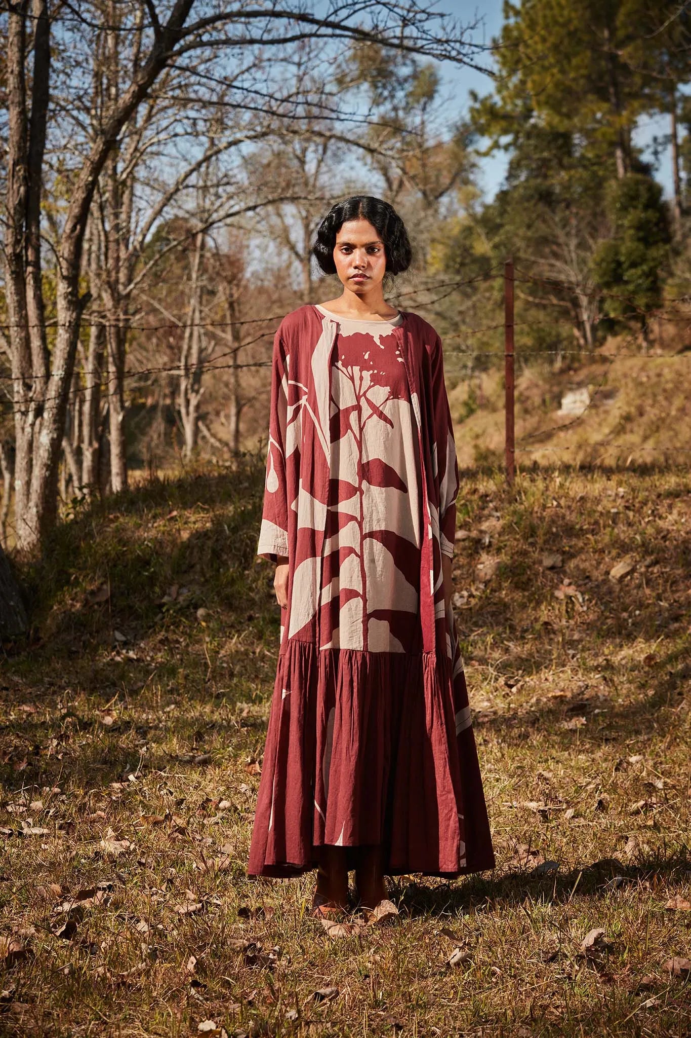 Cedar floral dress with overlay - Khara Kapas